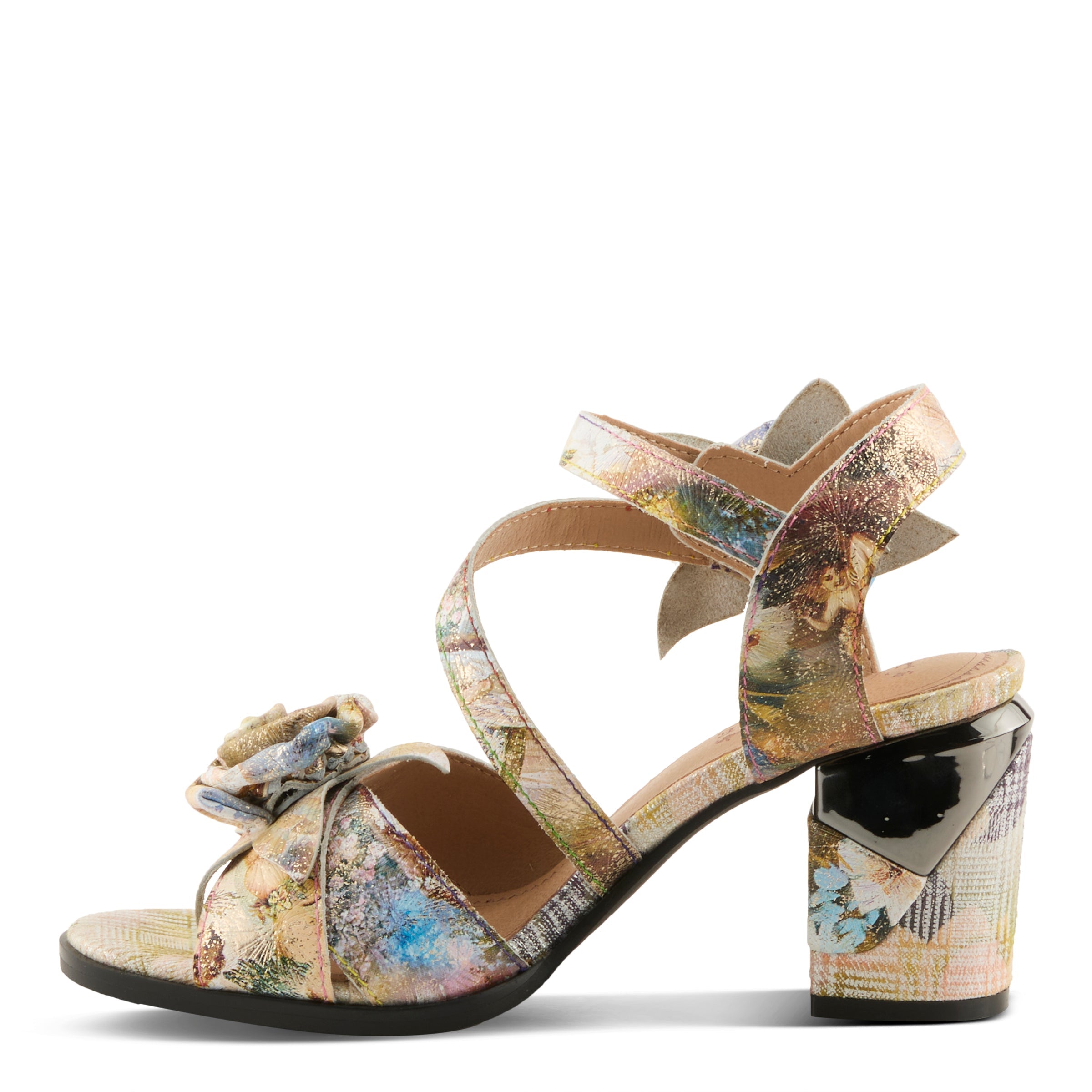 L'Artiste L'ARTISTE FLOWERPOWER SANDALS sandal in yellow multi with handcrafted leather design