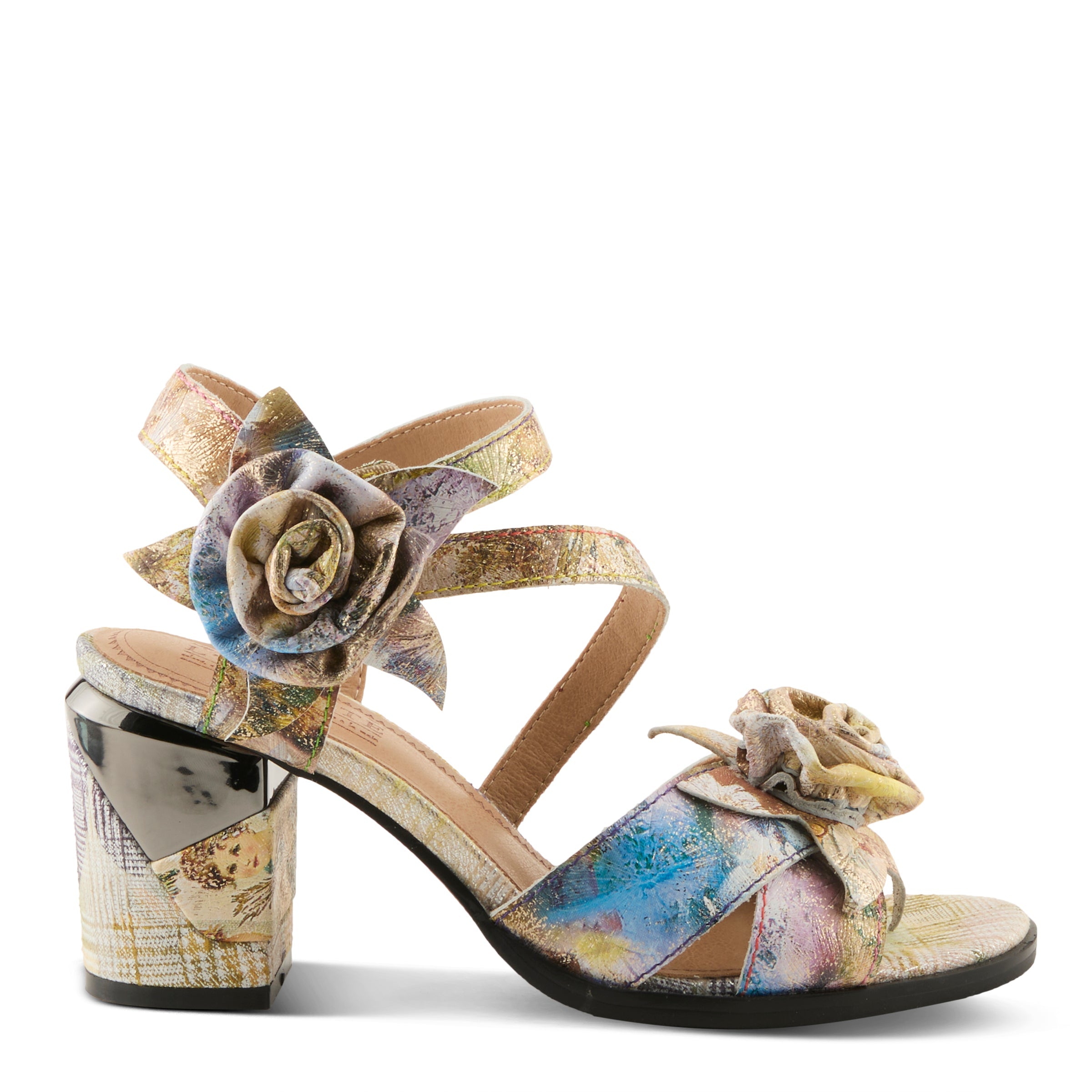 L'Artiste L'ARTISTE FLOWERPOWER SANDALS sandal in yellow multi with handcrafted leather design