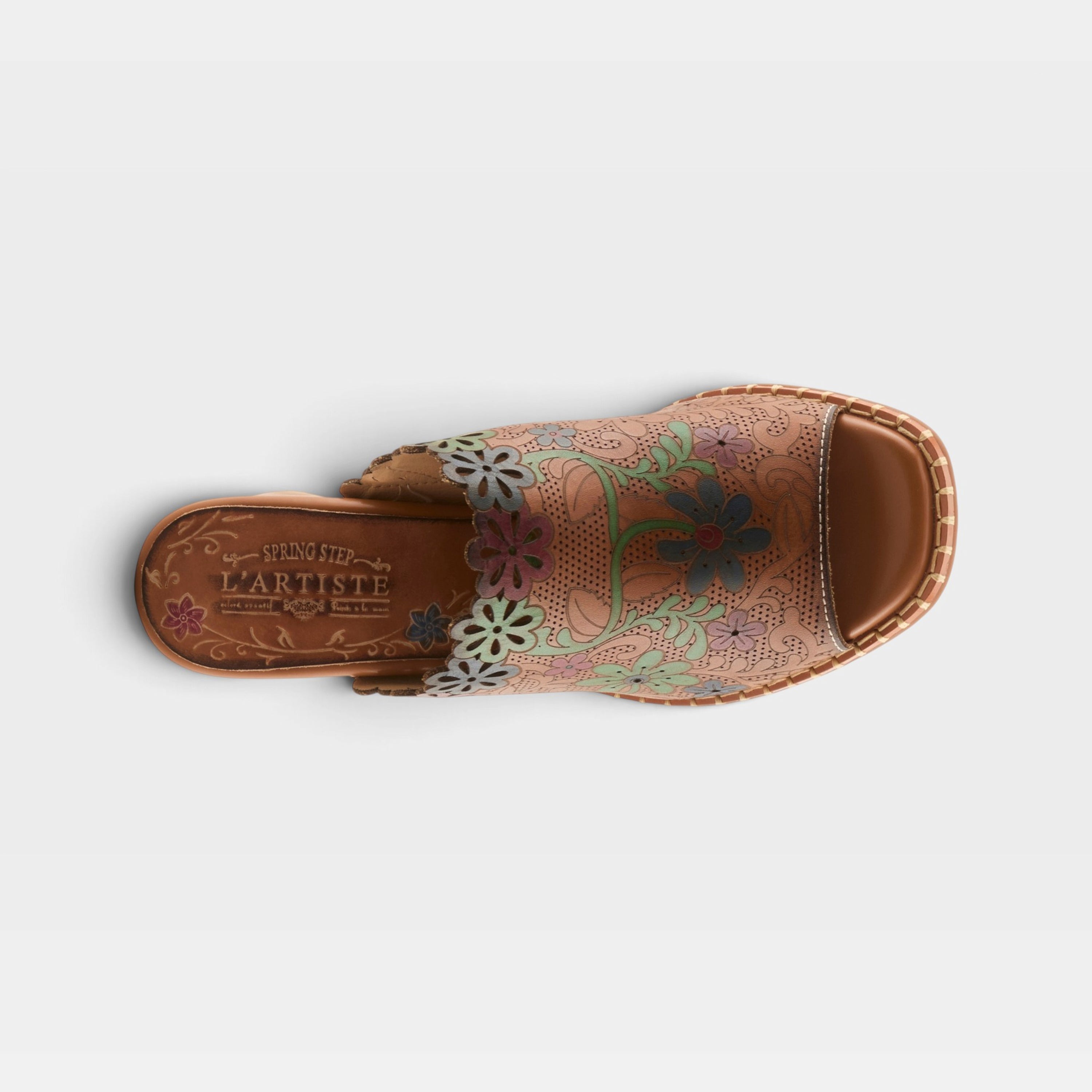 L'Artiste Foxxila sandals in Brown Multi, top view