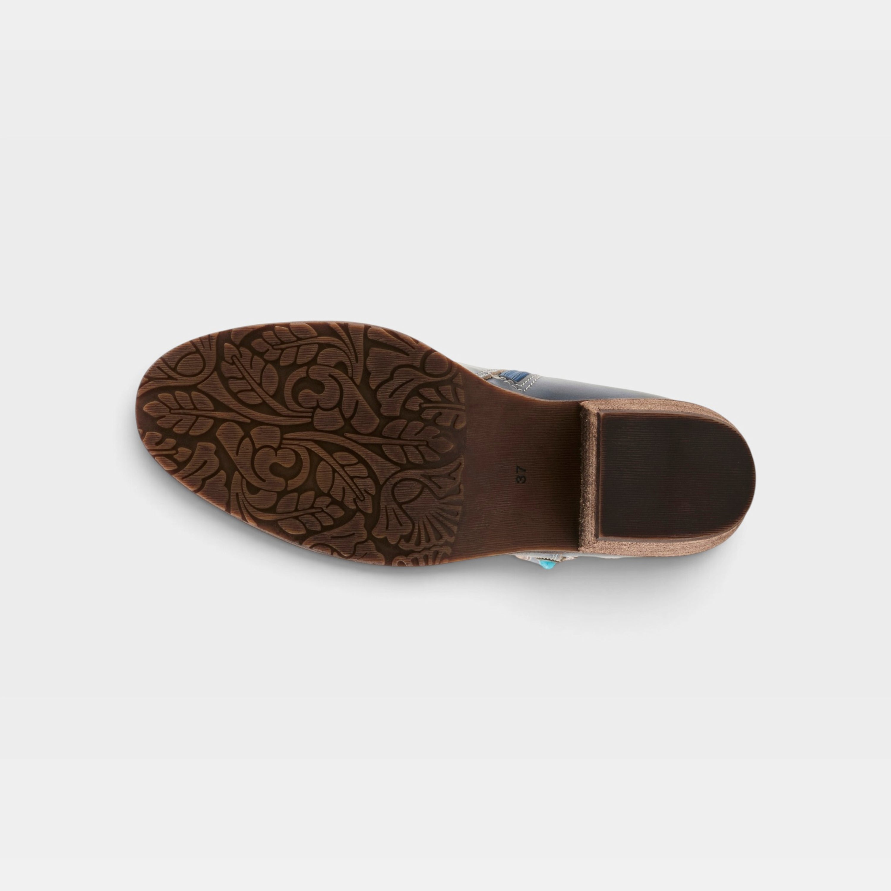 L'Artiste Galop boot in Blue, outsole view