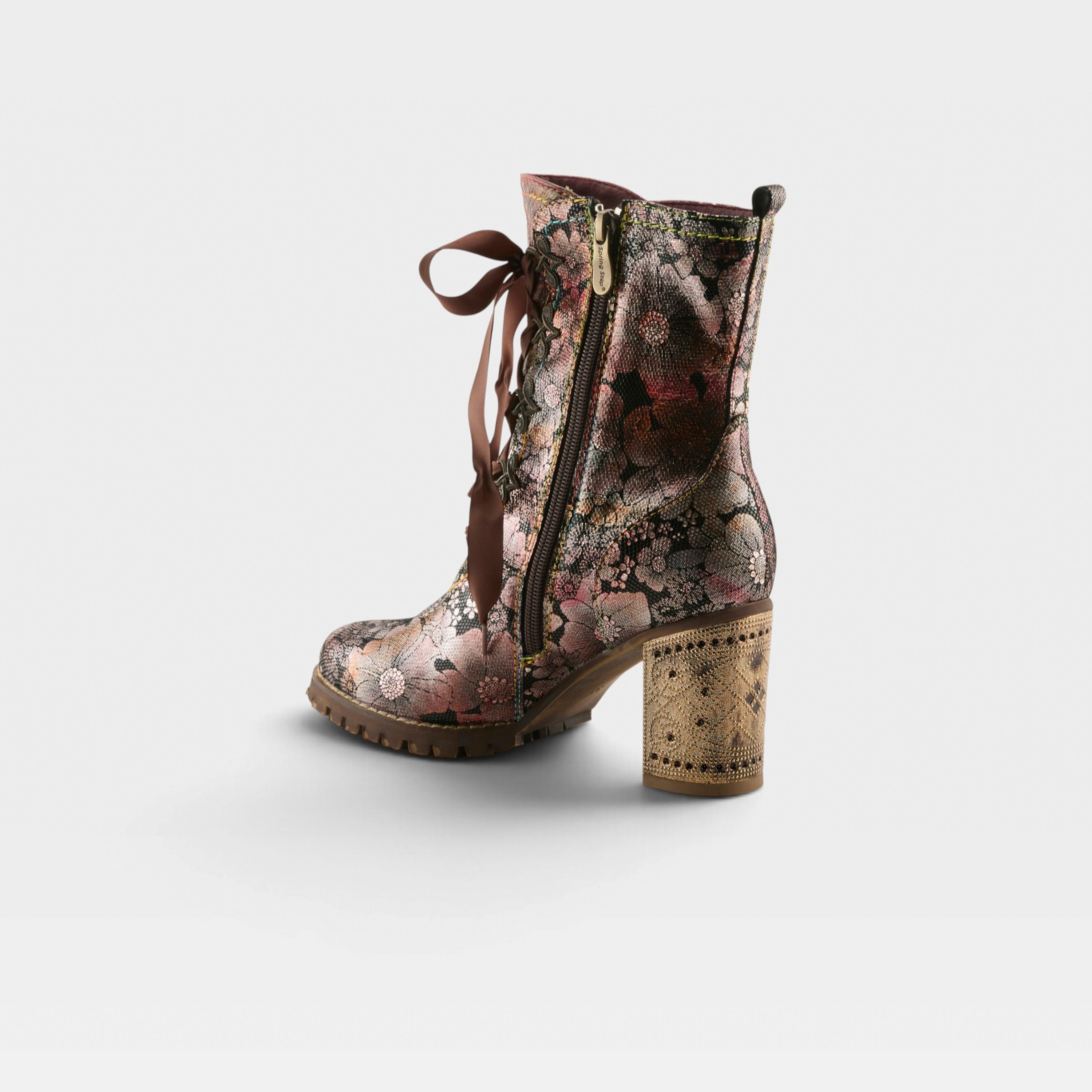 L'Artiste Girlygo booties in Brown Multi, alternate angle view