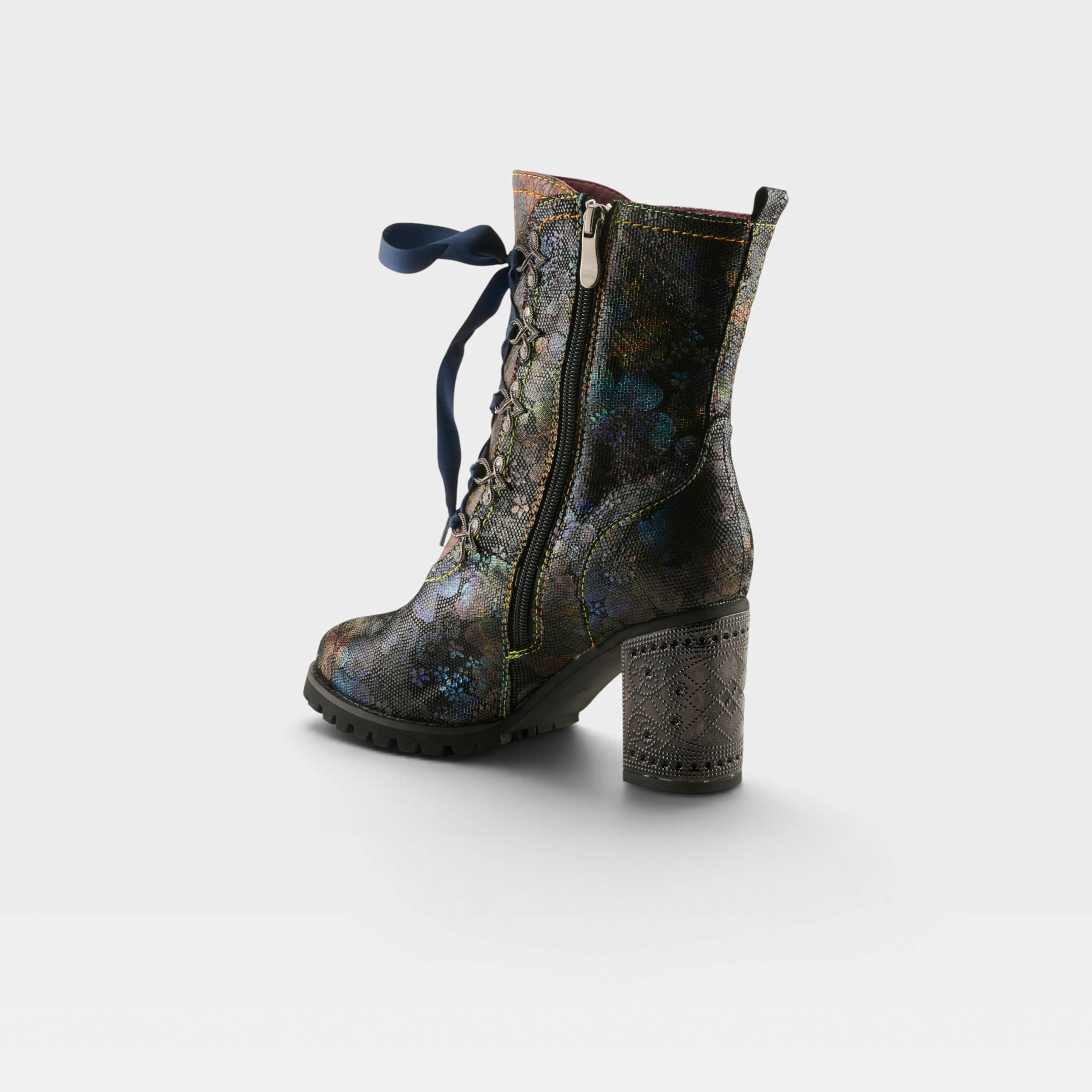 L'Artiste Girlygo booties in Navy Multi, alternate angle view