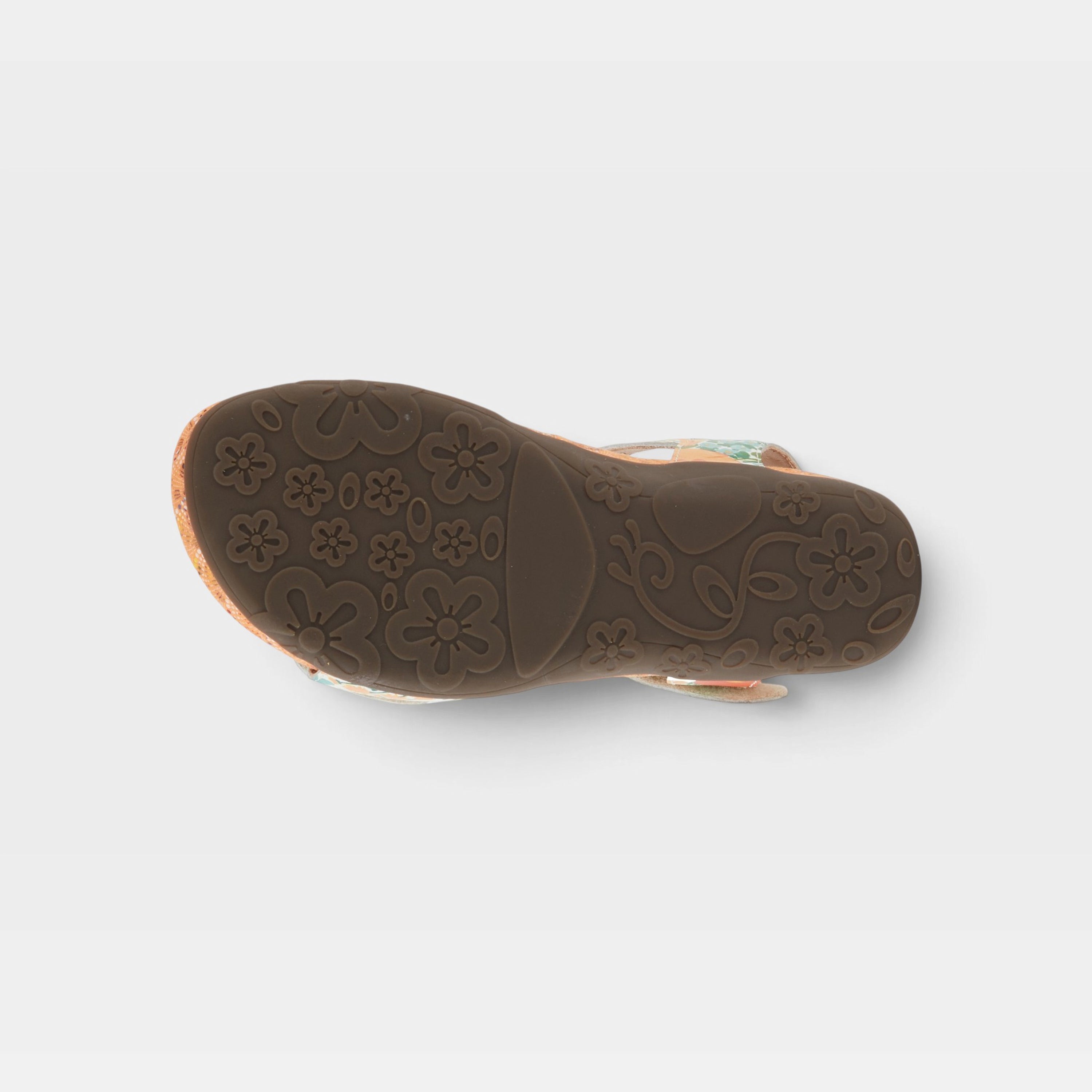 L'Artiste Gladystee sandals in Orange Multi, outsole view