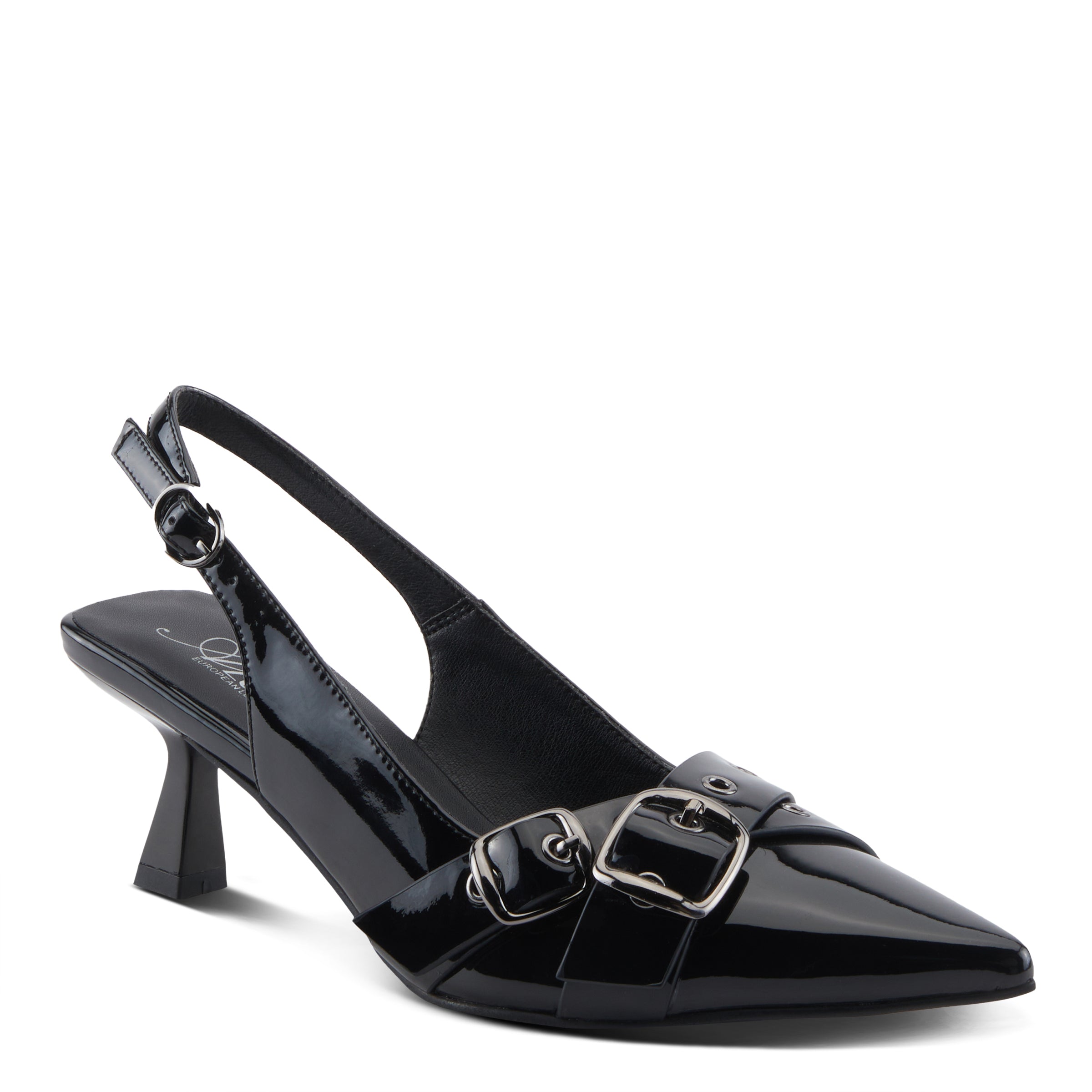 Azura Glistening women's shoe in black patent with buckle detail