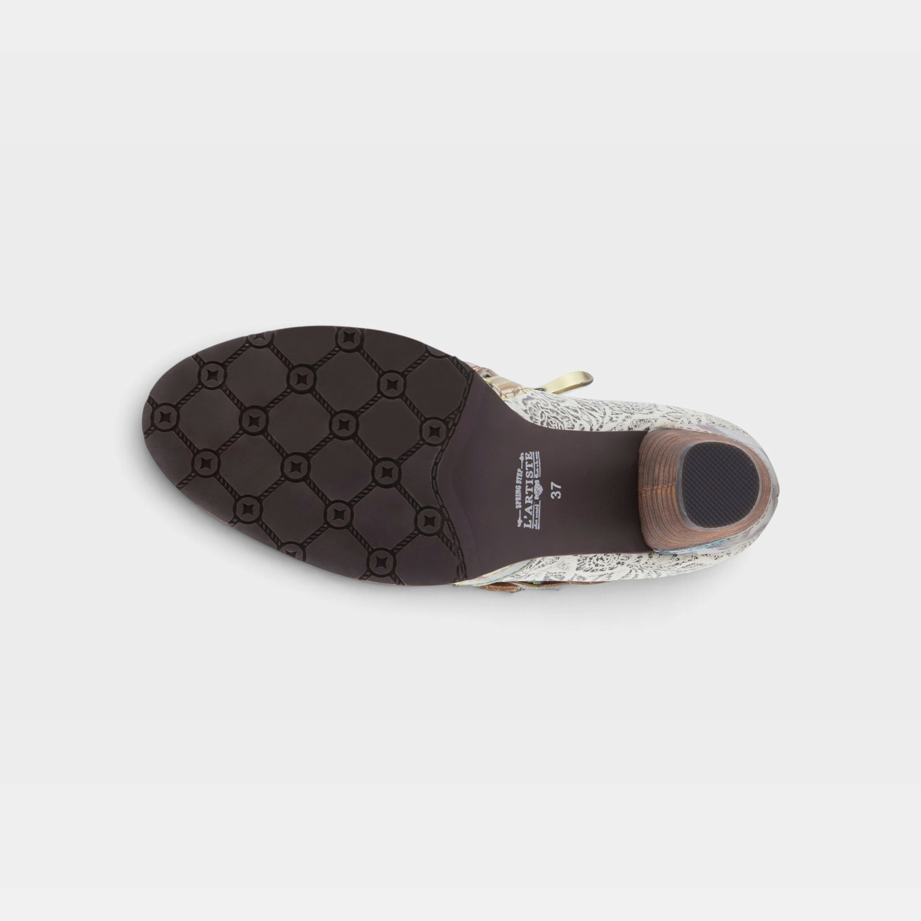 L'Artiste Graphic shoes in Grey Metallic, outsole view