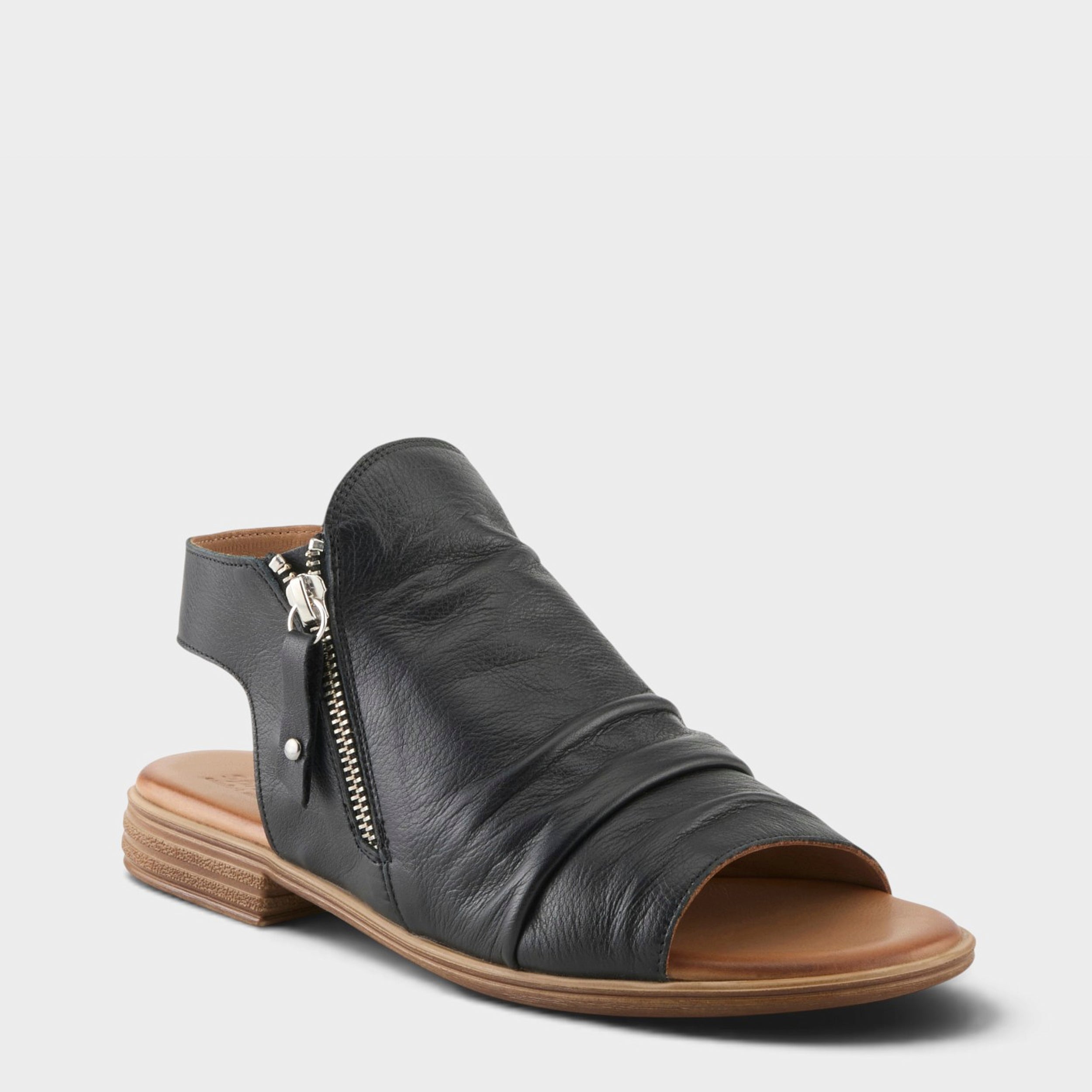 Jalaya Leather Zipper Sandals for Women - Spring Step Shoes