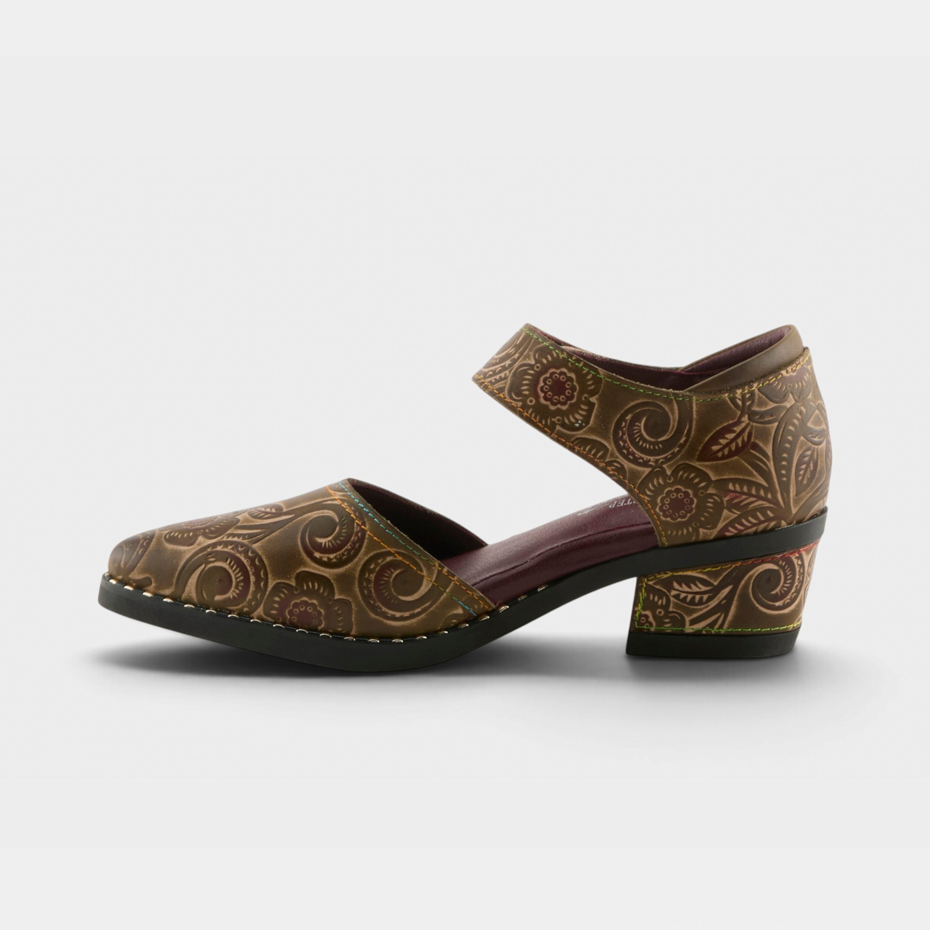 L'Artiste Jazzberry shoes in Olive Multi, side view