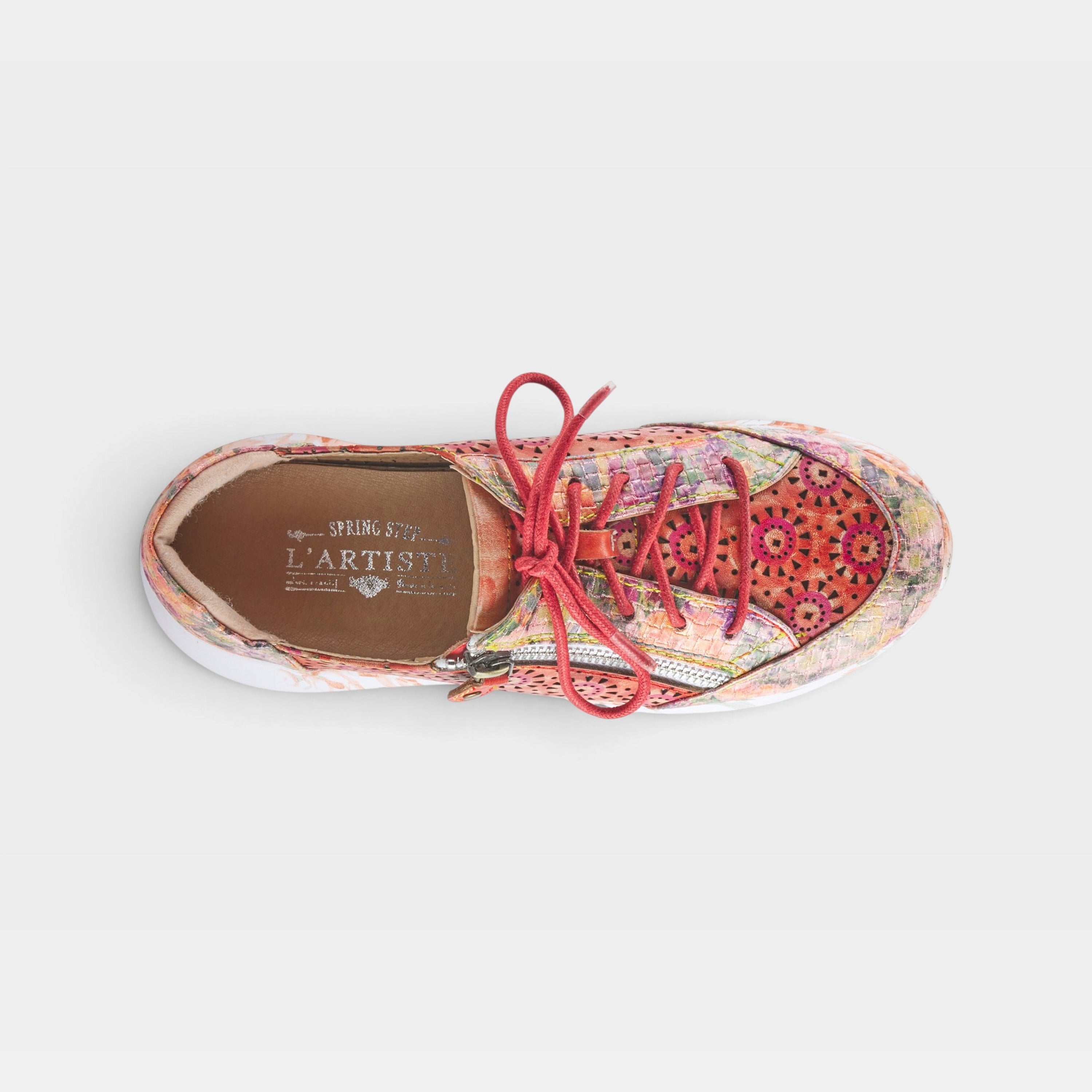 L'Artiste Jazzie sneaker in Red Multi, top view