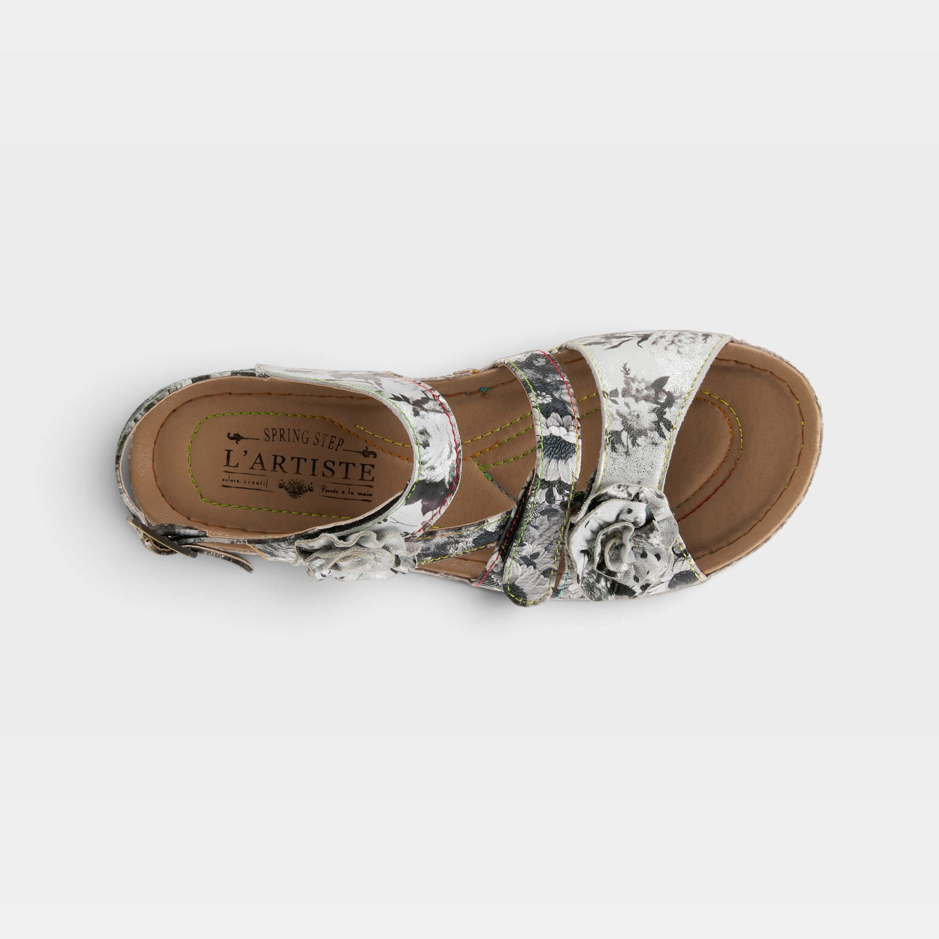 L'Artiste Joelina-Dazi ankle strap sandals in Grey Multi, top view