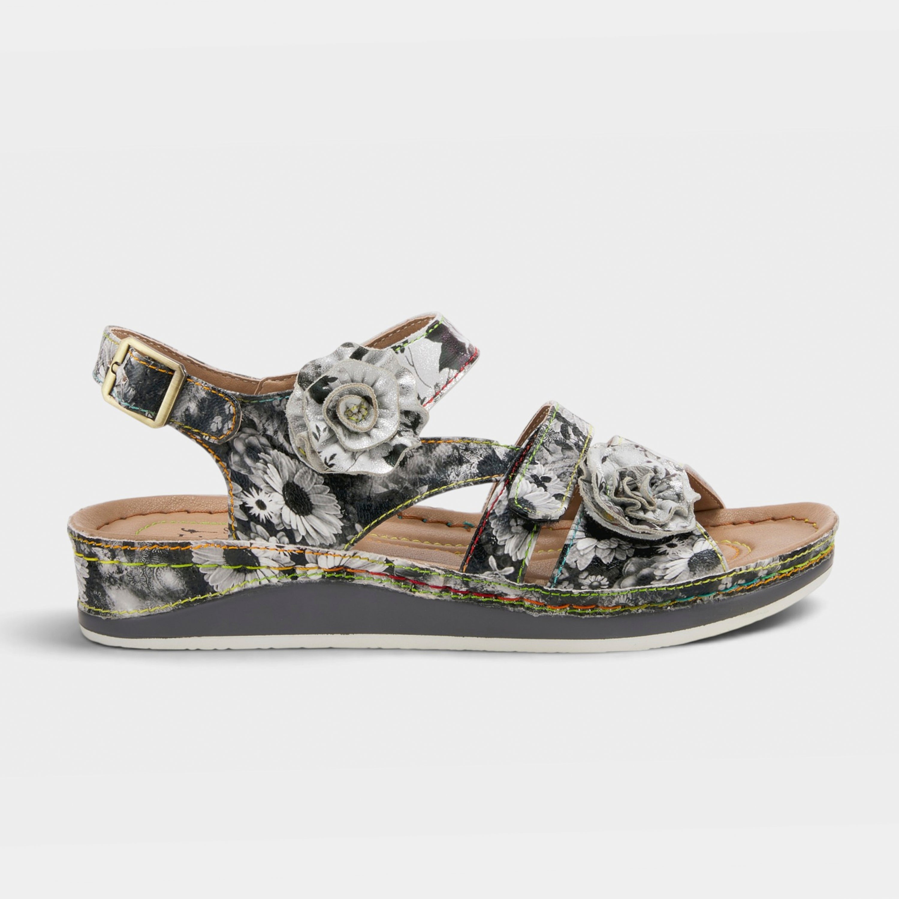 L'Artiste Joelina-Dazi ankle strap sandals in Grey Multi, hero view