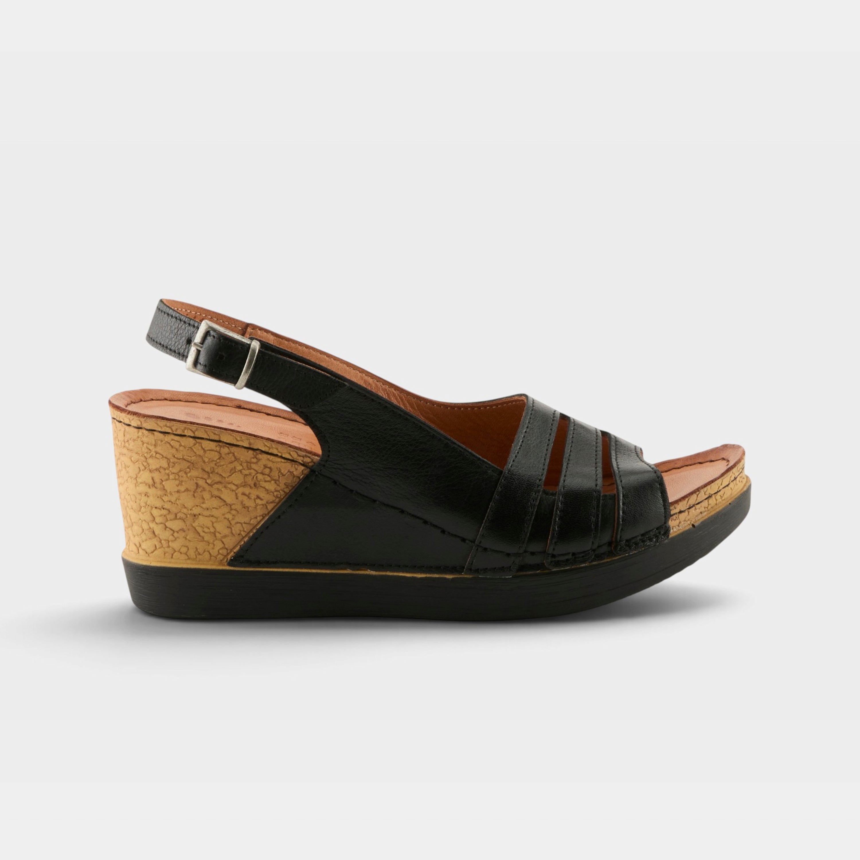 Spring Step Kelsy Black Wedge Sandal