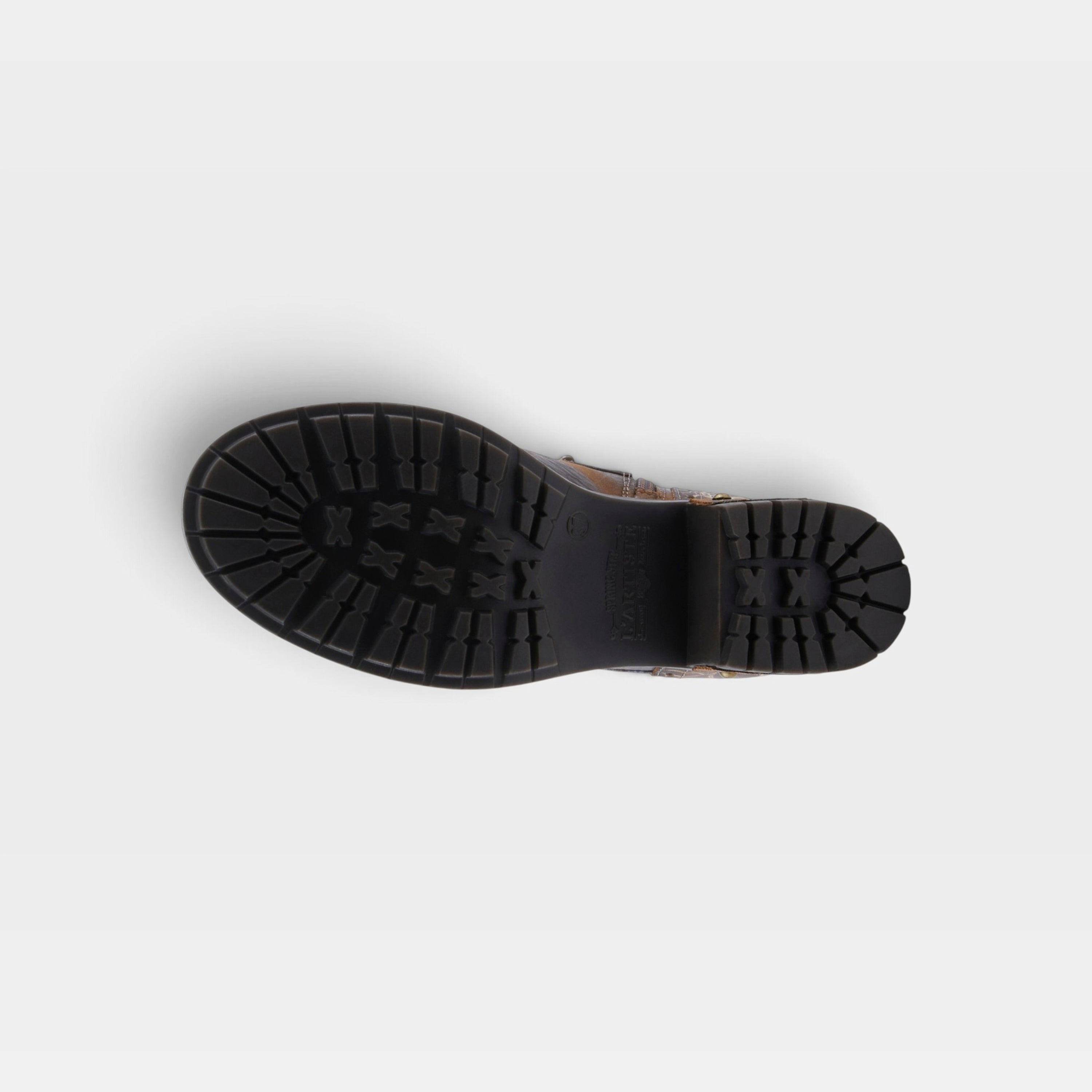 L'Artiste Kisha-Boss boots in Brown Multi, outsole view
