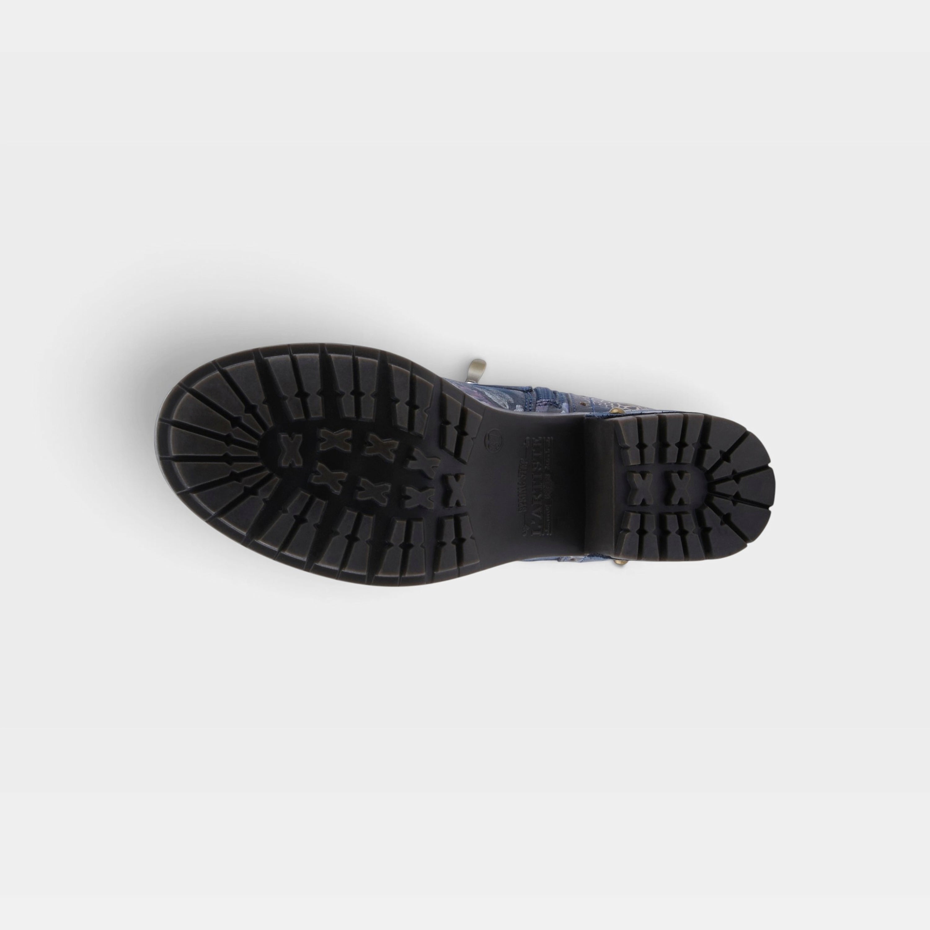 L'Artiste Kisha-Boss boots in Navy Multi, outsole view