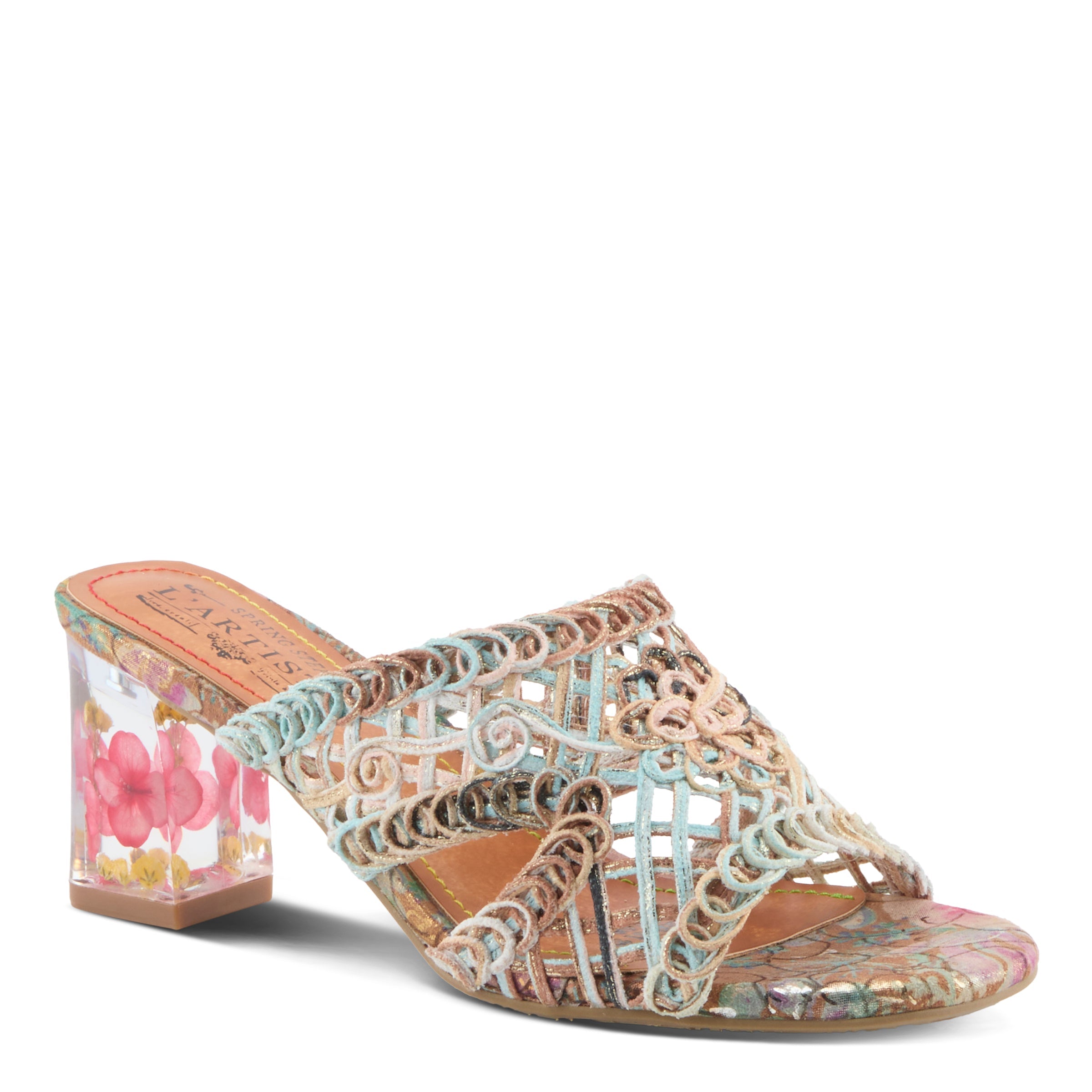 L'Artiste L'ARTISTE LACYLOOPS SANDALS sandal in mint green multi with handcrafted leather design