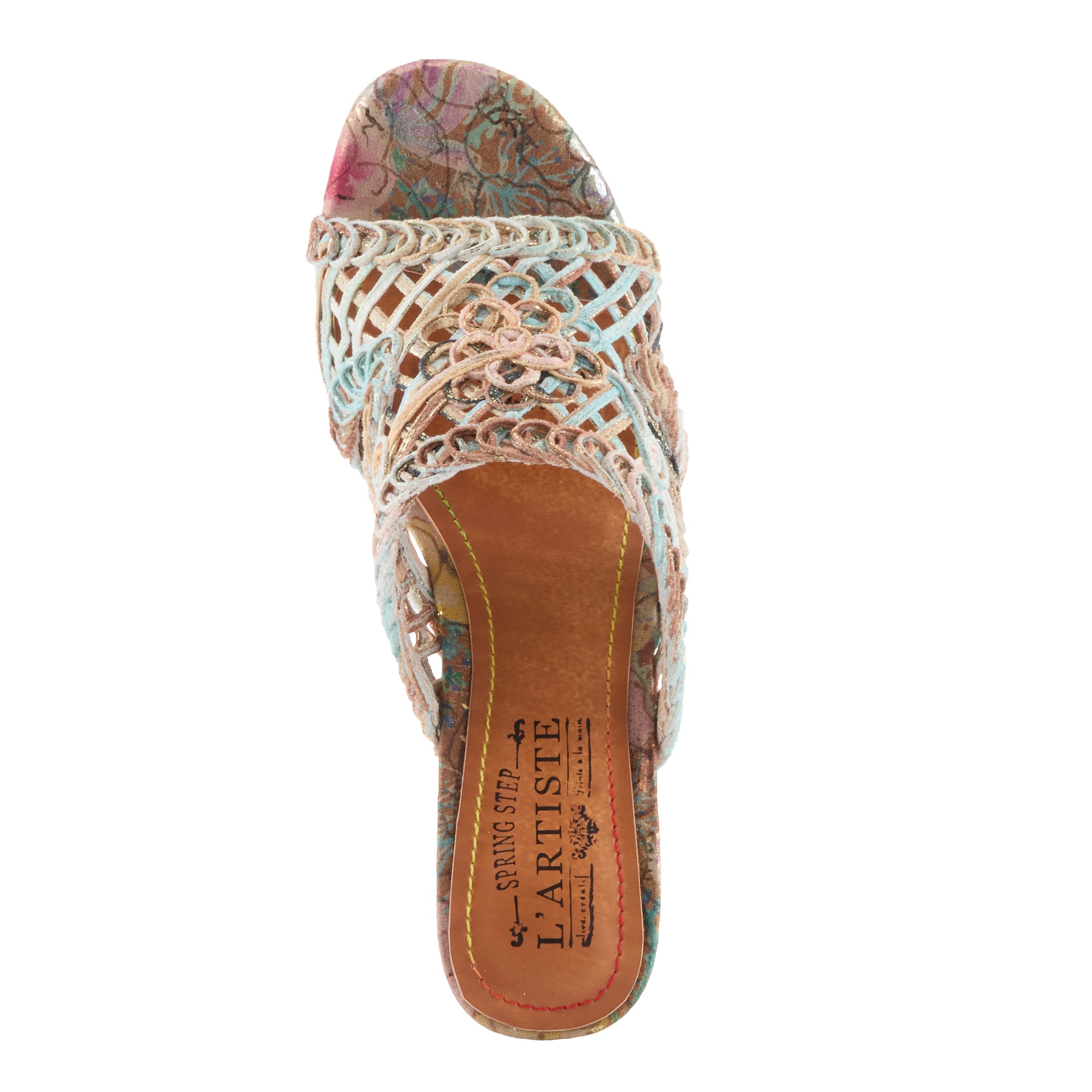 L'Artiste L'ARTISTE LACYLOOPS SANDALS sandal in mint green multi with handcrafted leather design