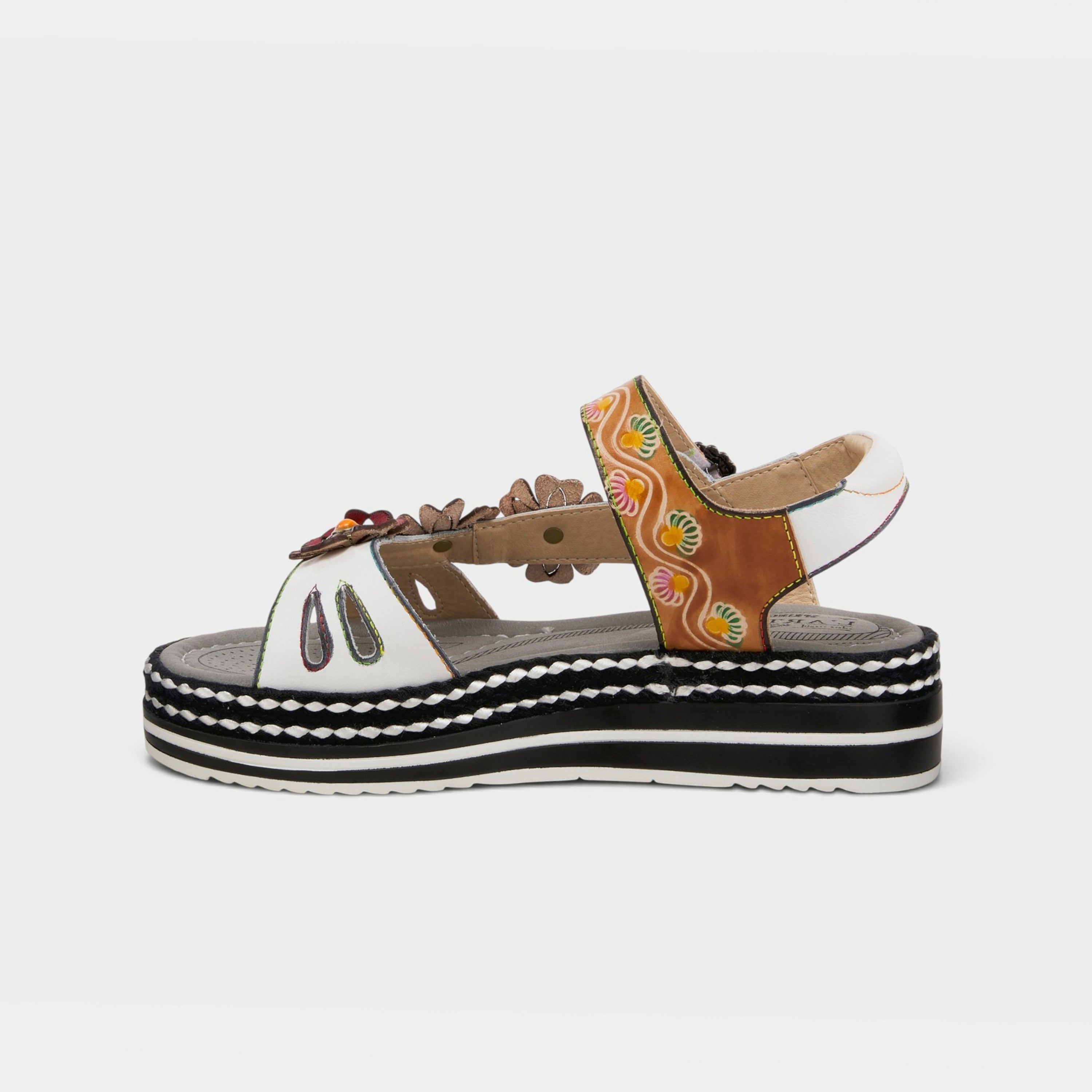 L'Artiste Laga slingback sandals in White Multi, side view