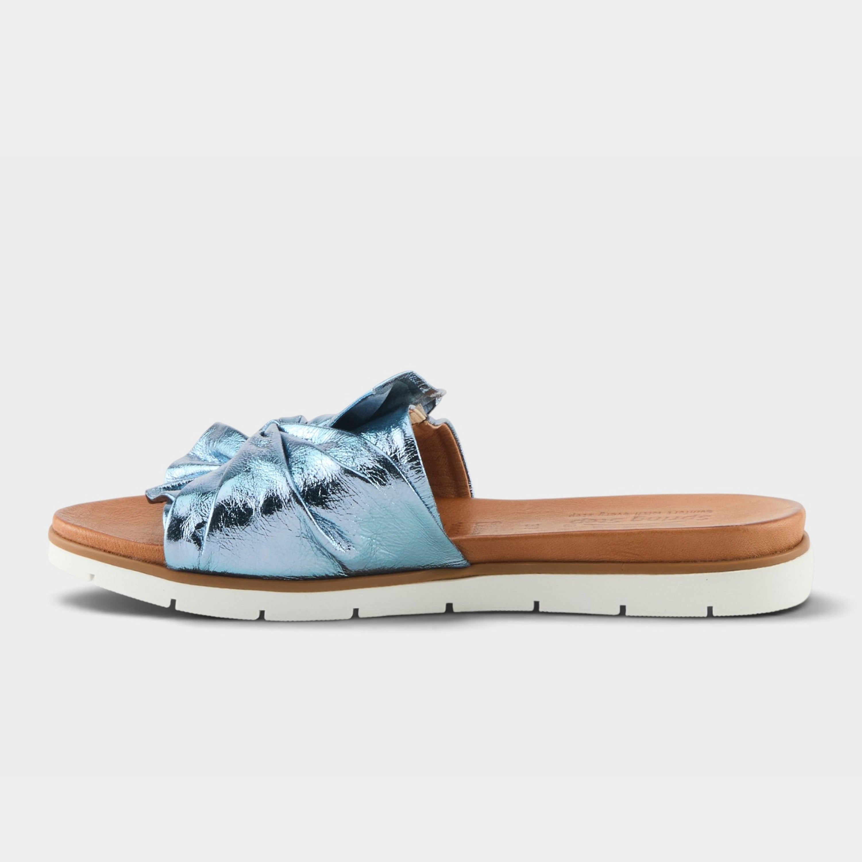 Spring Step Lavona Blue Metallic Slide Sandal