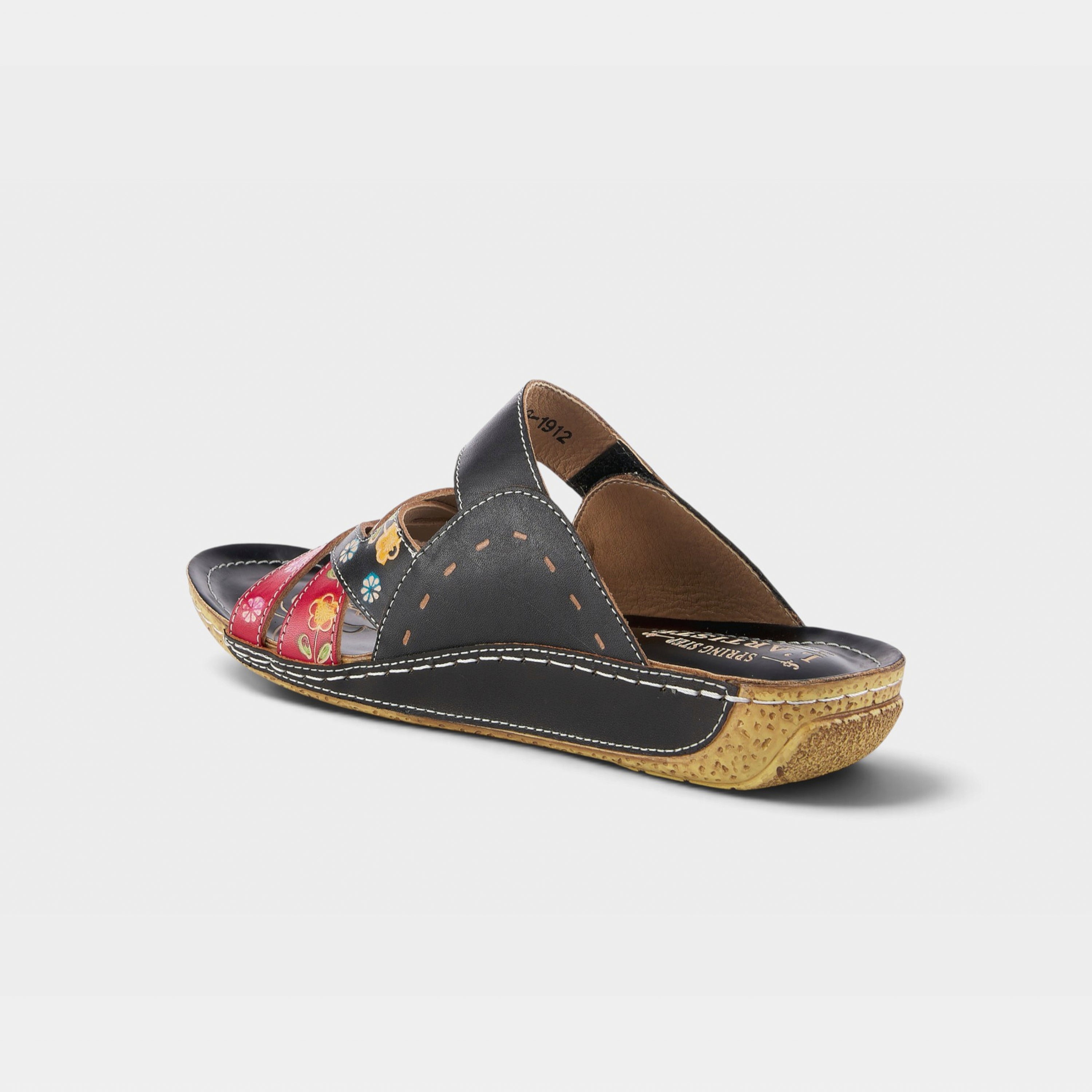 L'Artiste Leigh slide sandals in Black Multi, alternate angle view