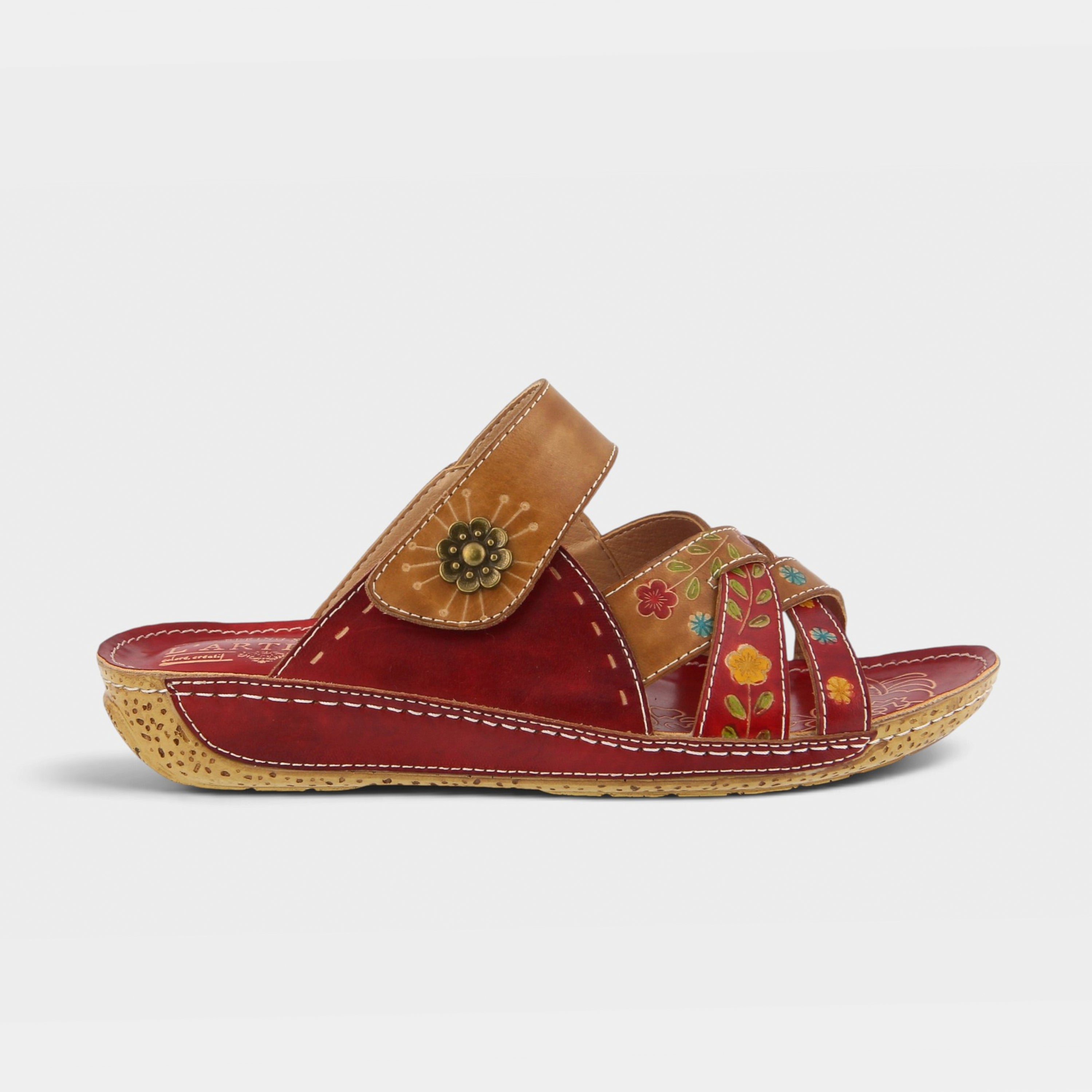 L'Artiste Leigh slide sandals in Red Multi, hero view