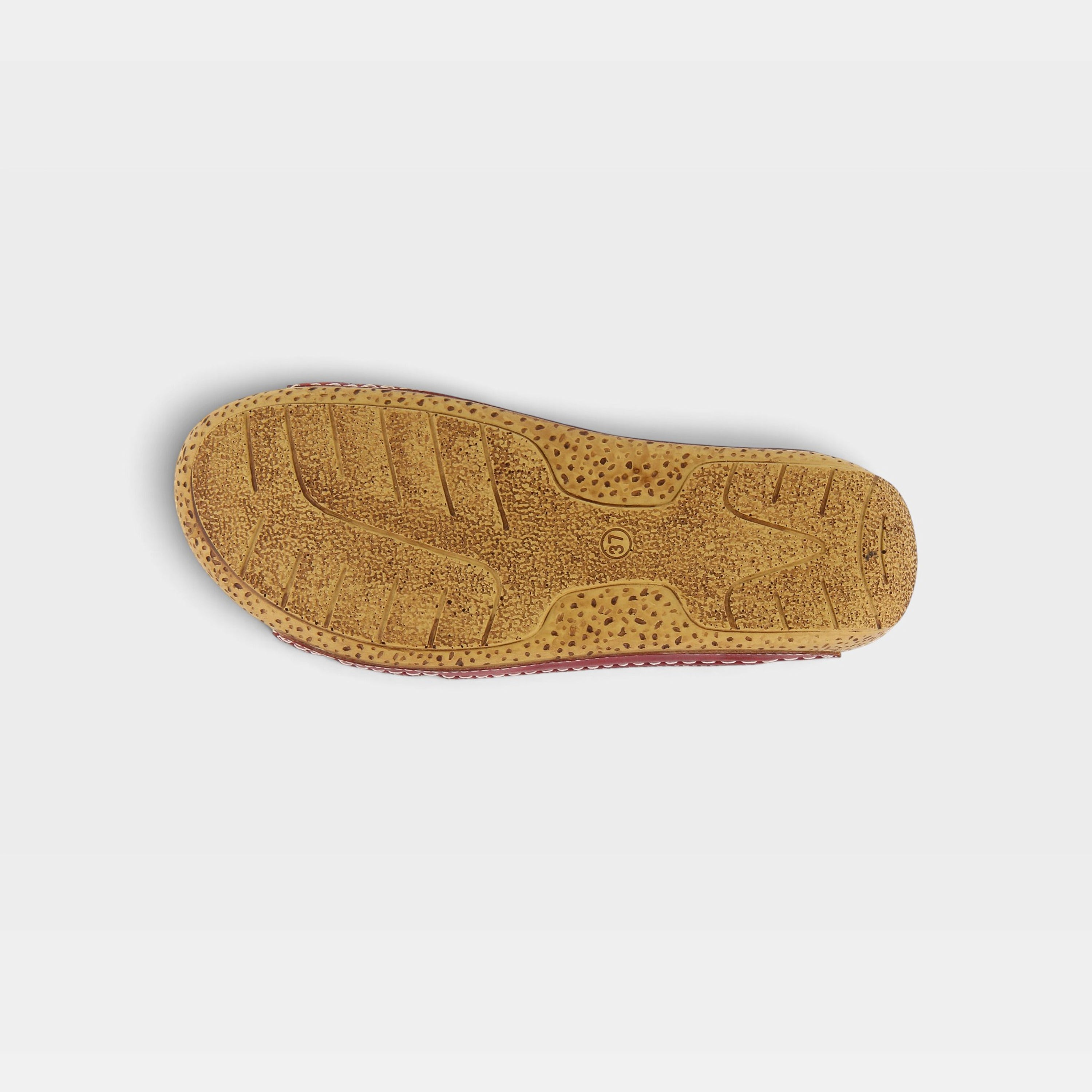 L'Artiste Leigh slide sandals in Red Multi, outsole view