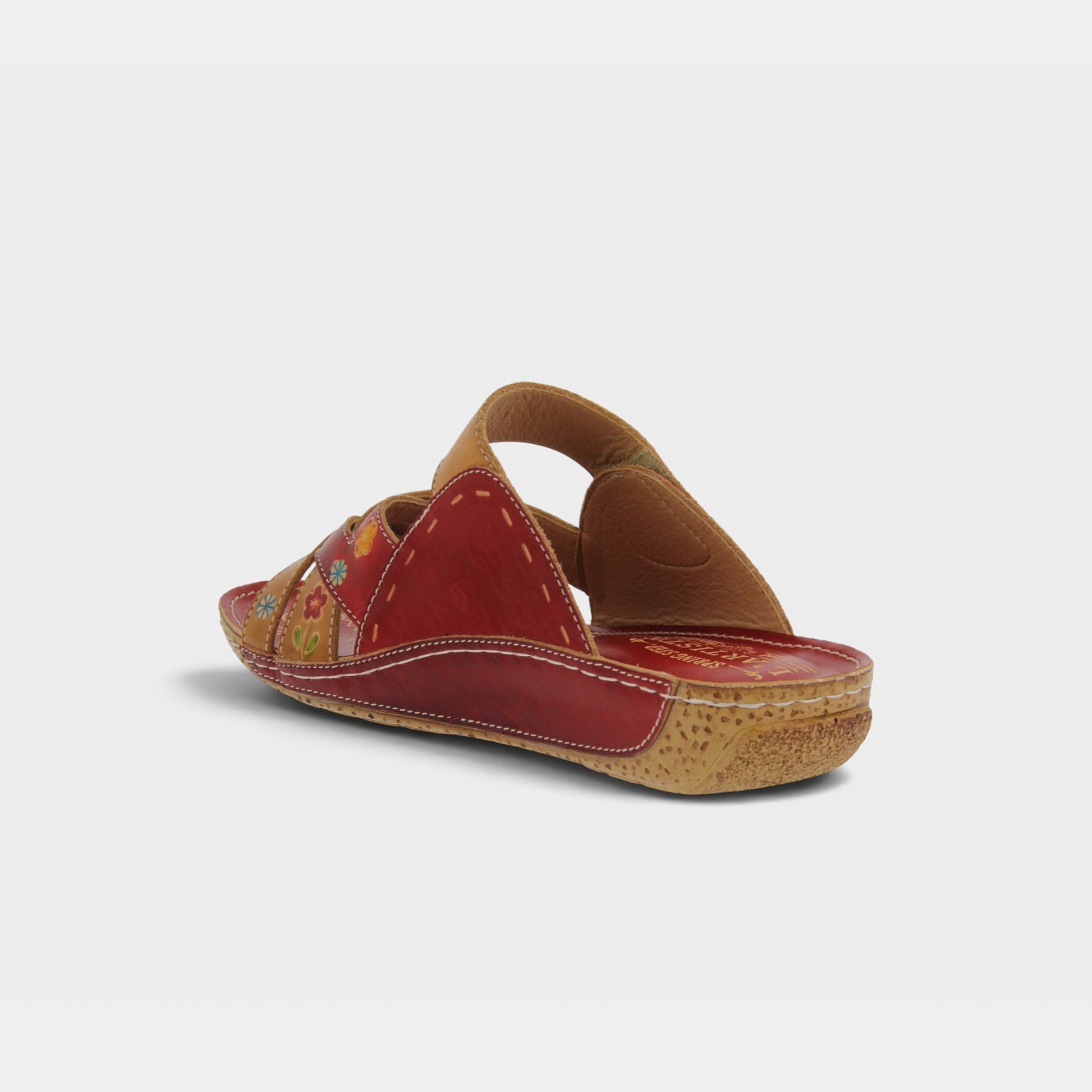 L'Artiste Leigh slide sandals in Red Multi, alternate angle view