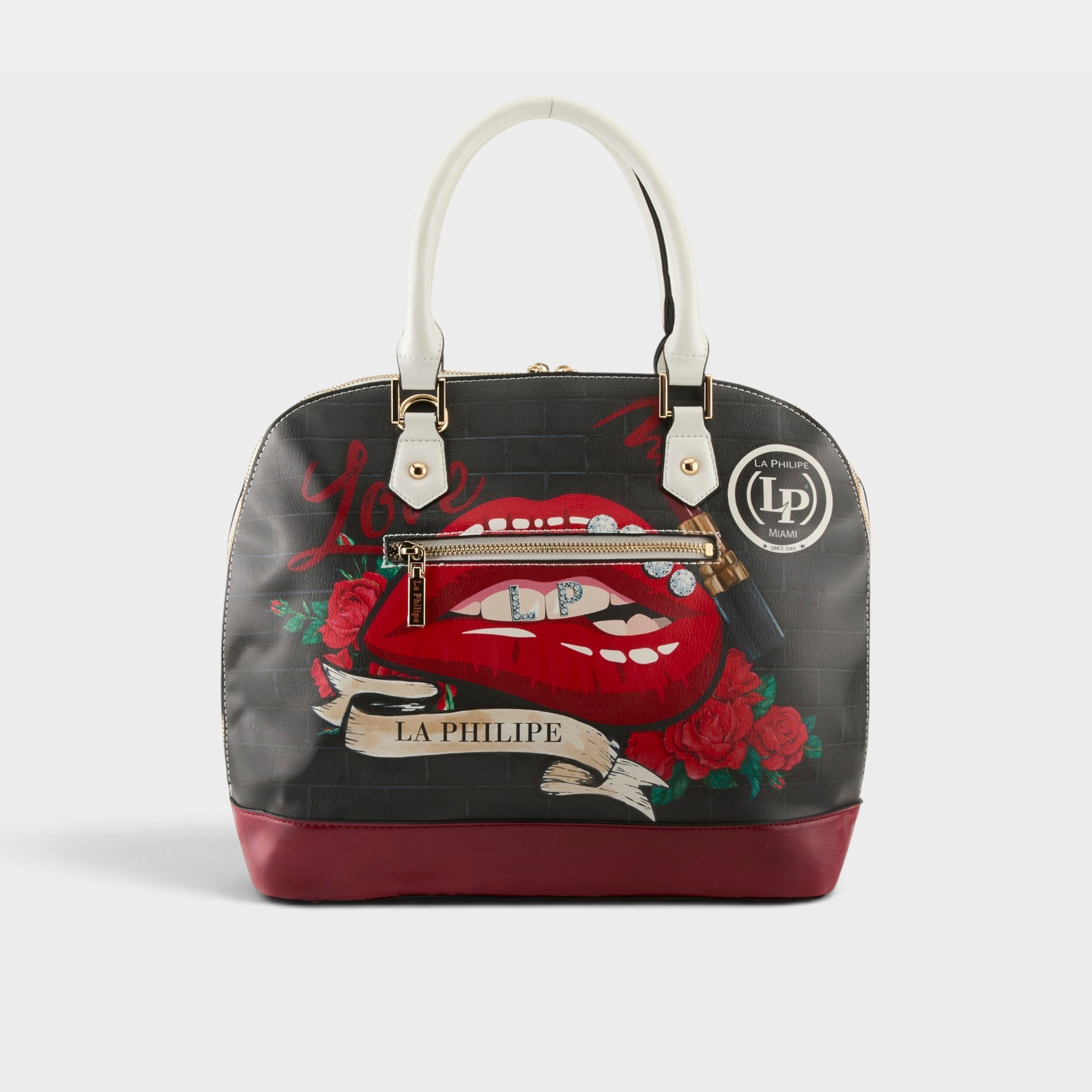 La Philipe – RED LIPS – White – Handbag