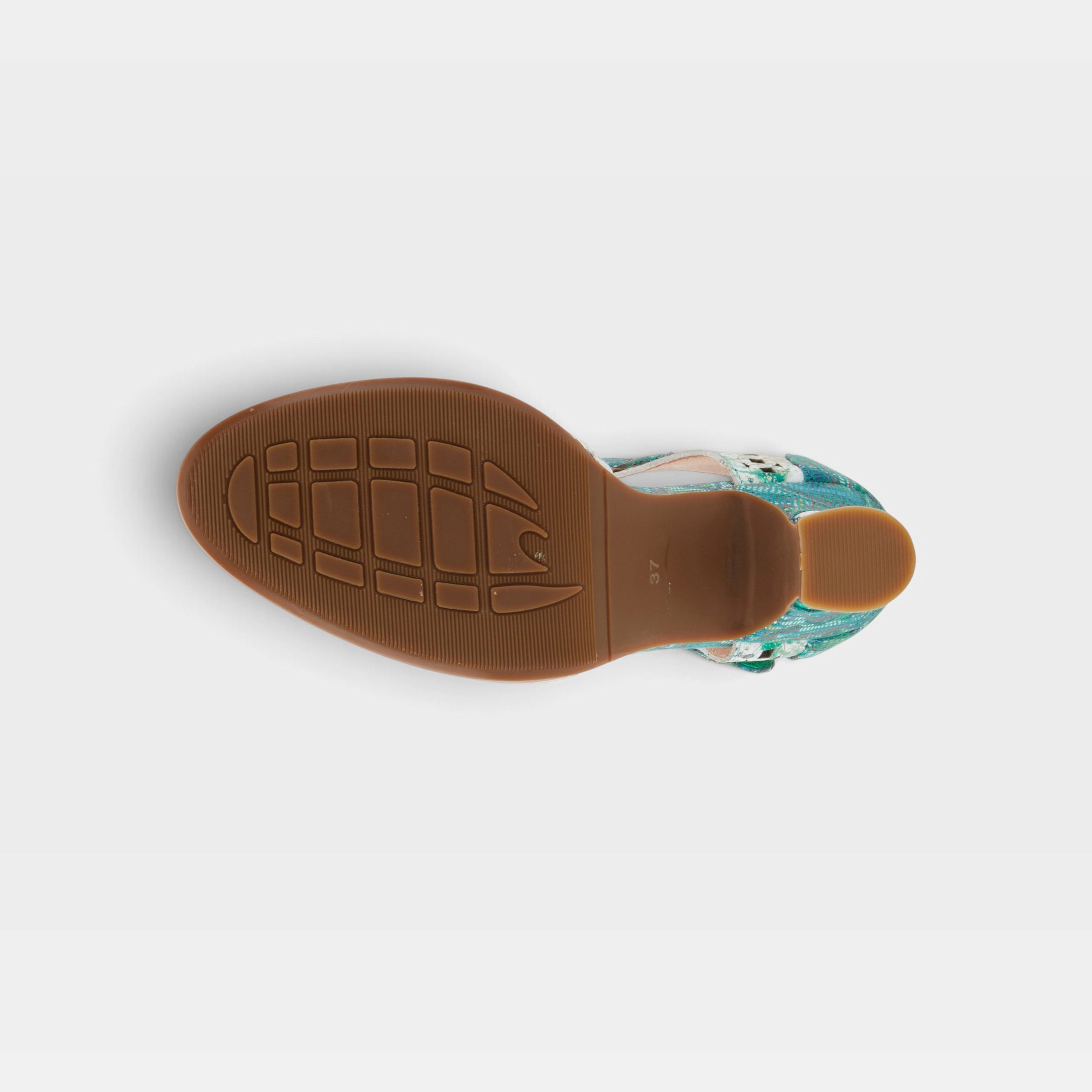 L'Artiste Luxe shoes in Green Multi, outsole view