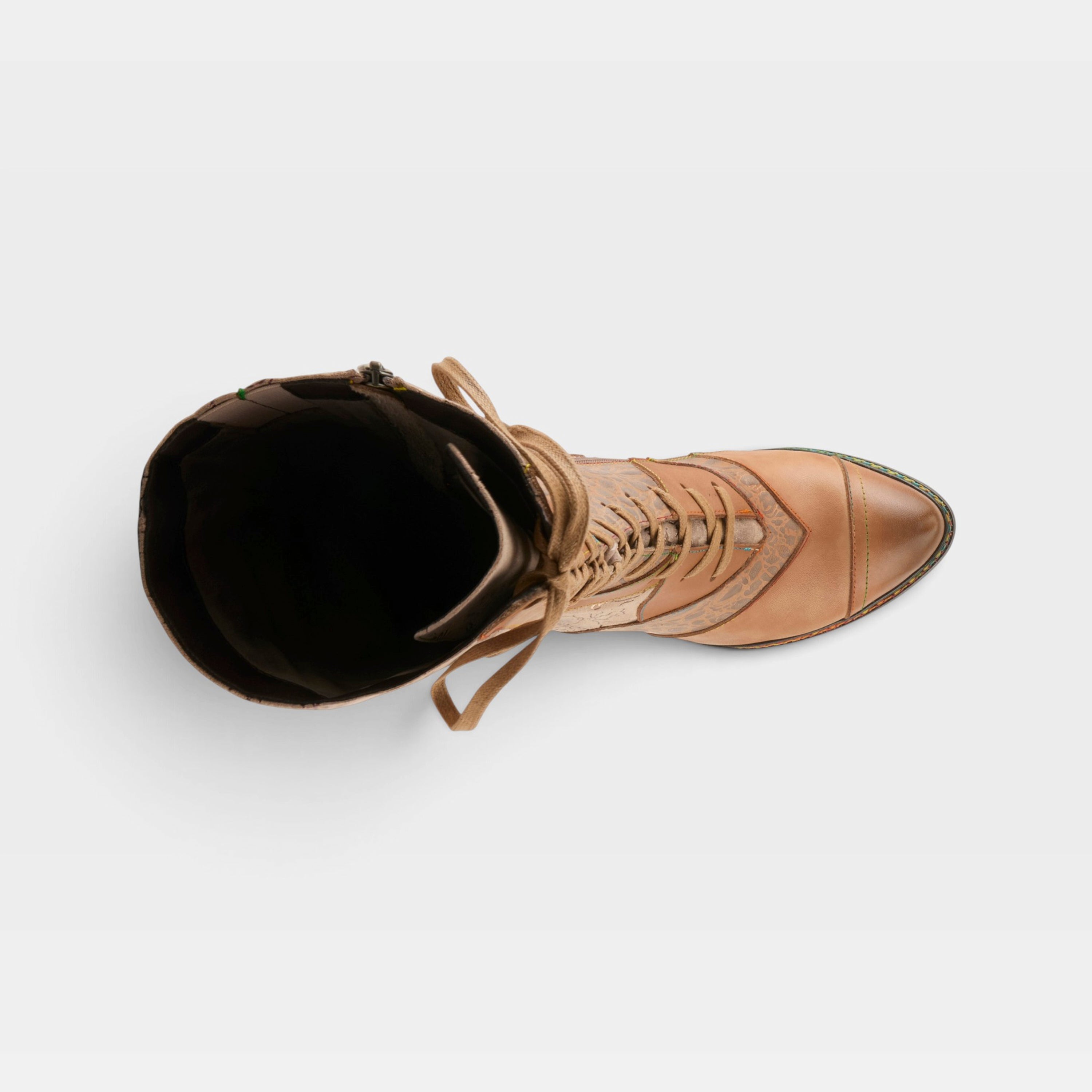 L'Artiste Malagie-Croco boots in Beige Multi, top view