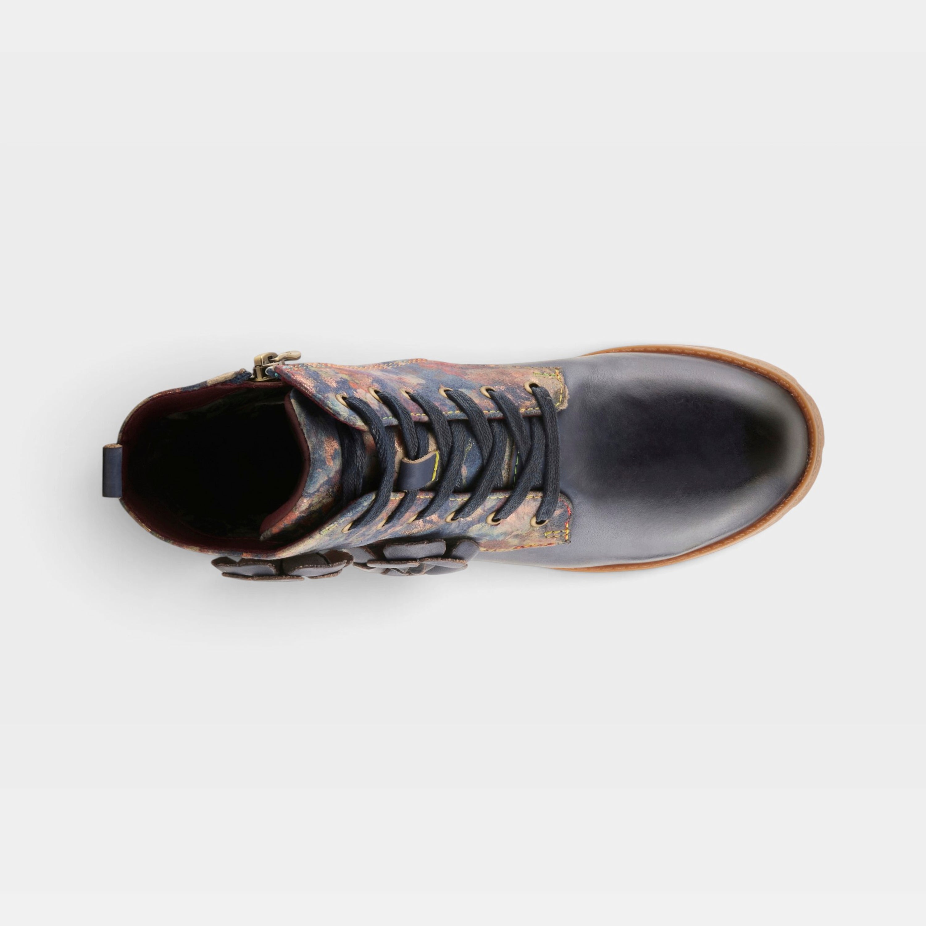 L'Artiste Martinela boots in Blue Multi, top view
