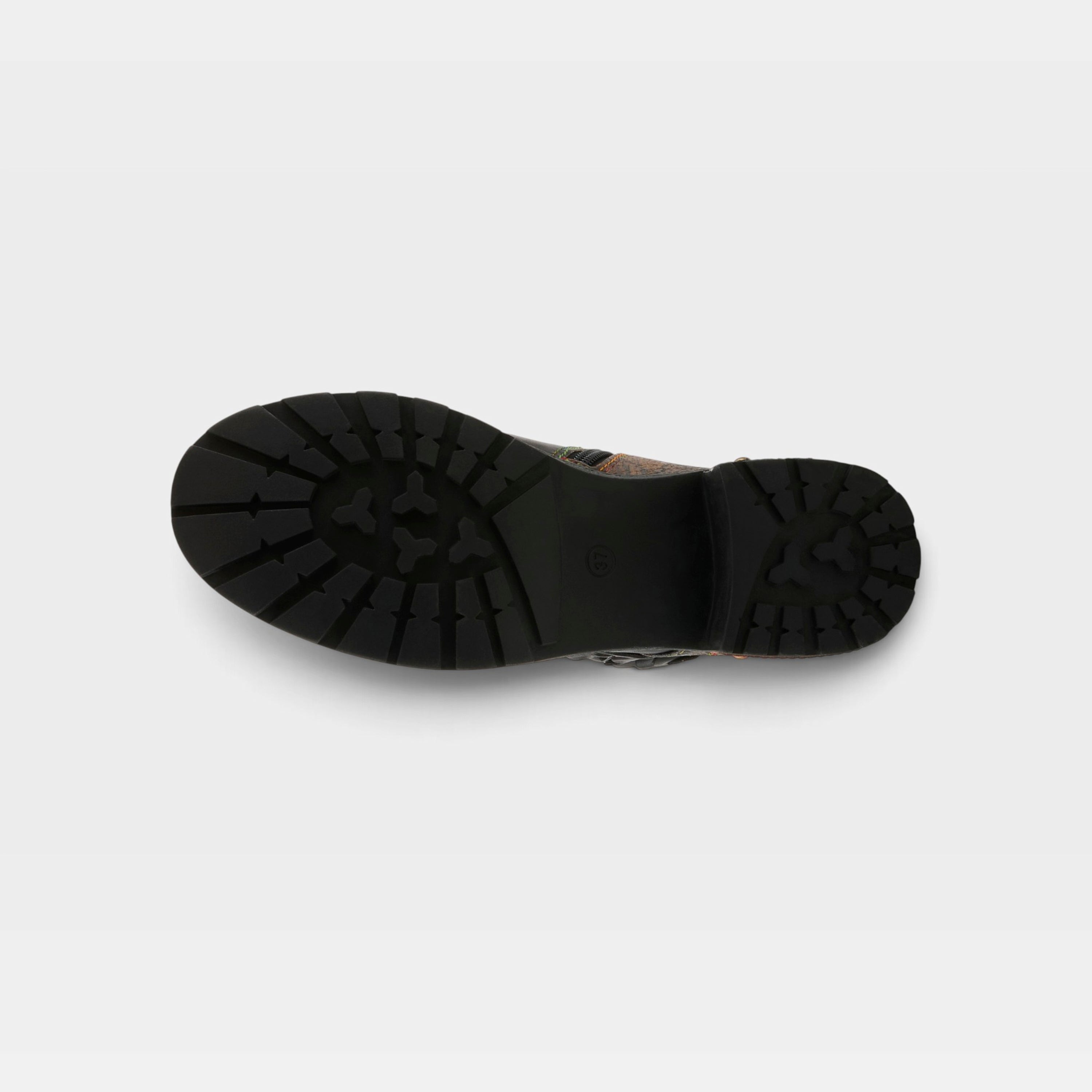 L'Artiste Martinela boots in Black Multi, outsole view