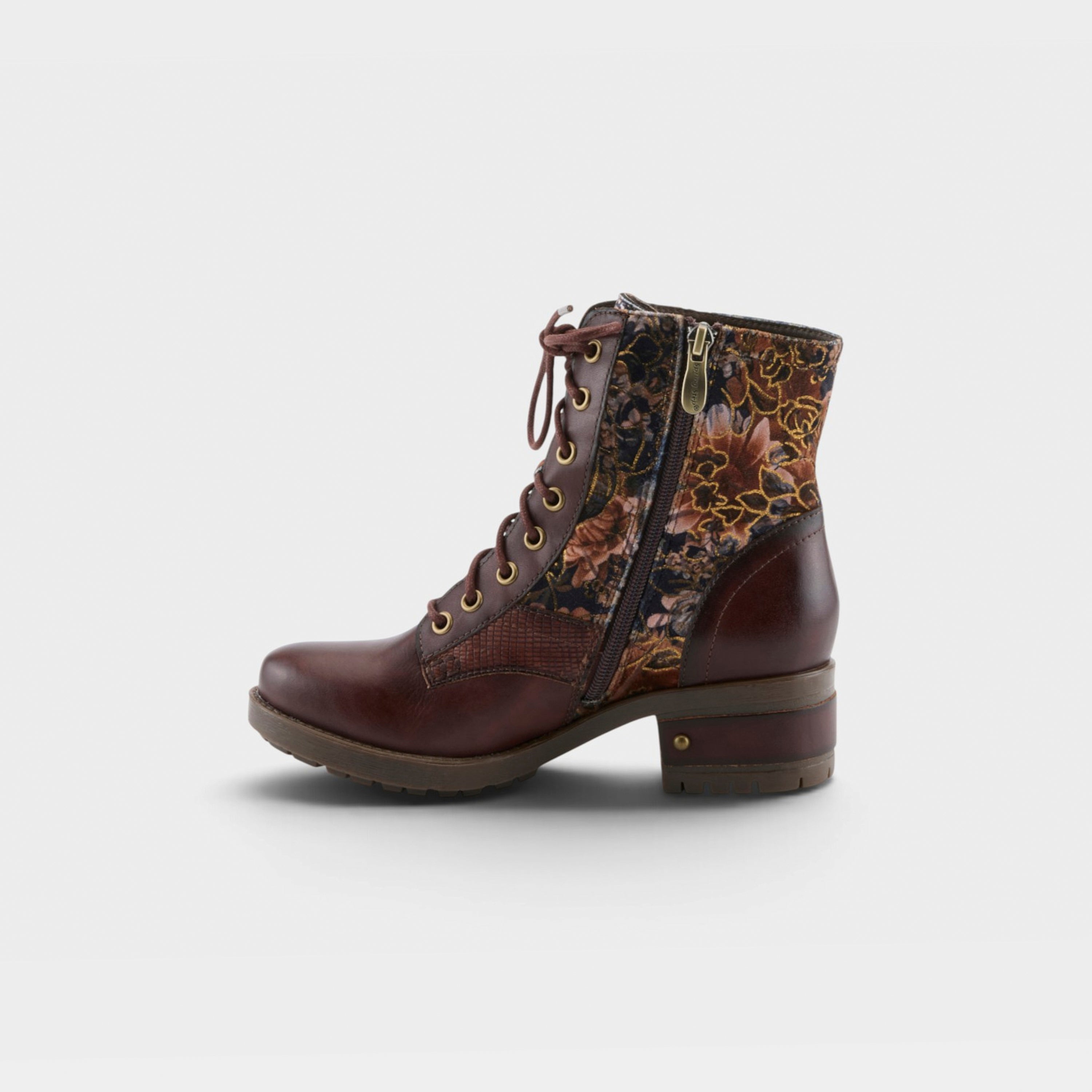 L'Artiste Marty-Flow boots in Brown Multi, side view