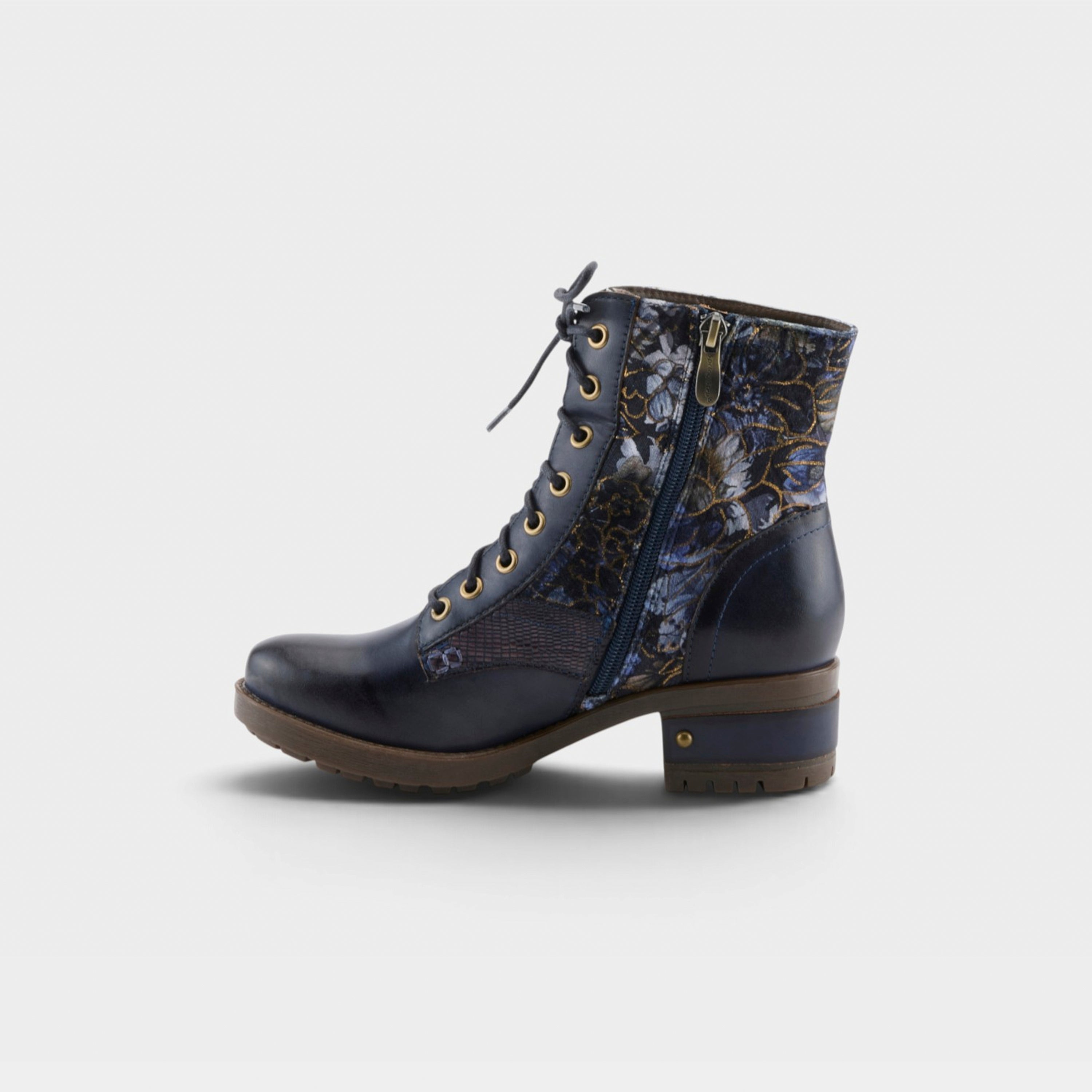 L'Artiste Marty-Flow boots in Navy Multi, side view