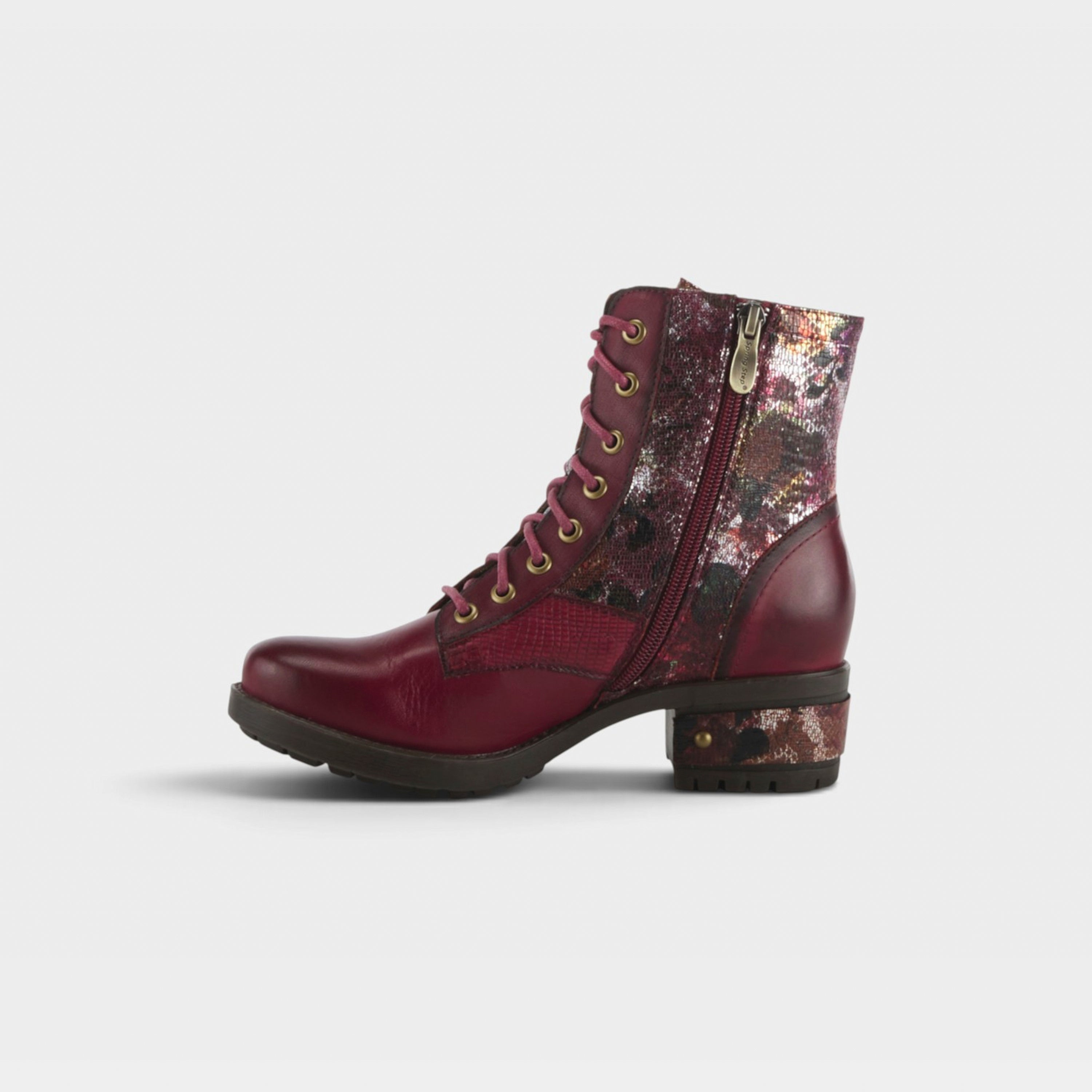 L'Artiste Marty-Met boots in Bordeaux Multi, side view