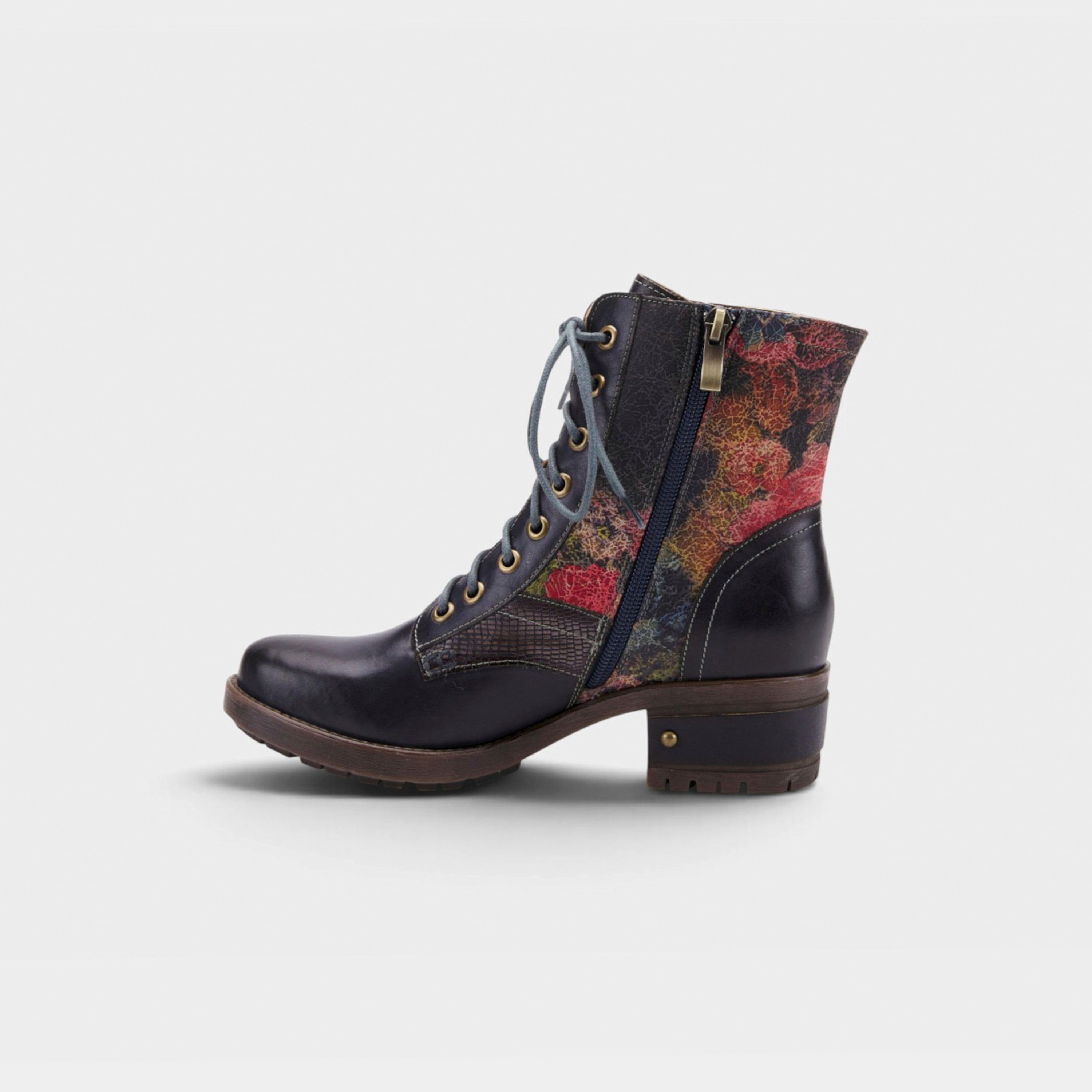 L'Artiste Marty boots in Navy, side view