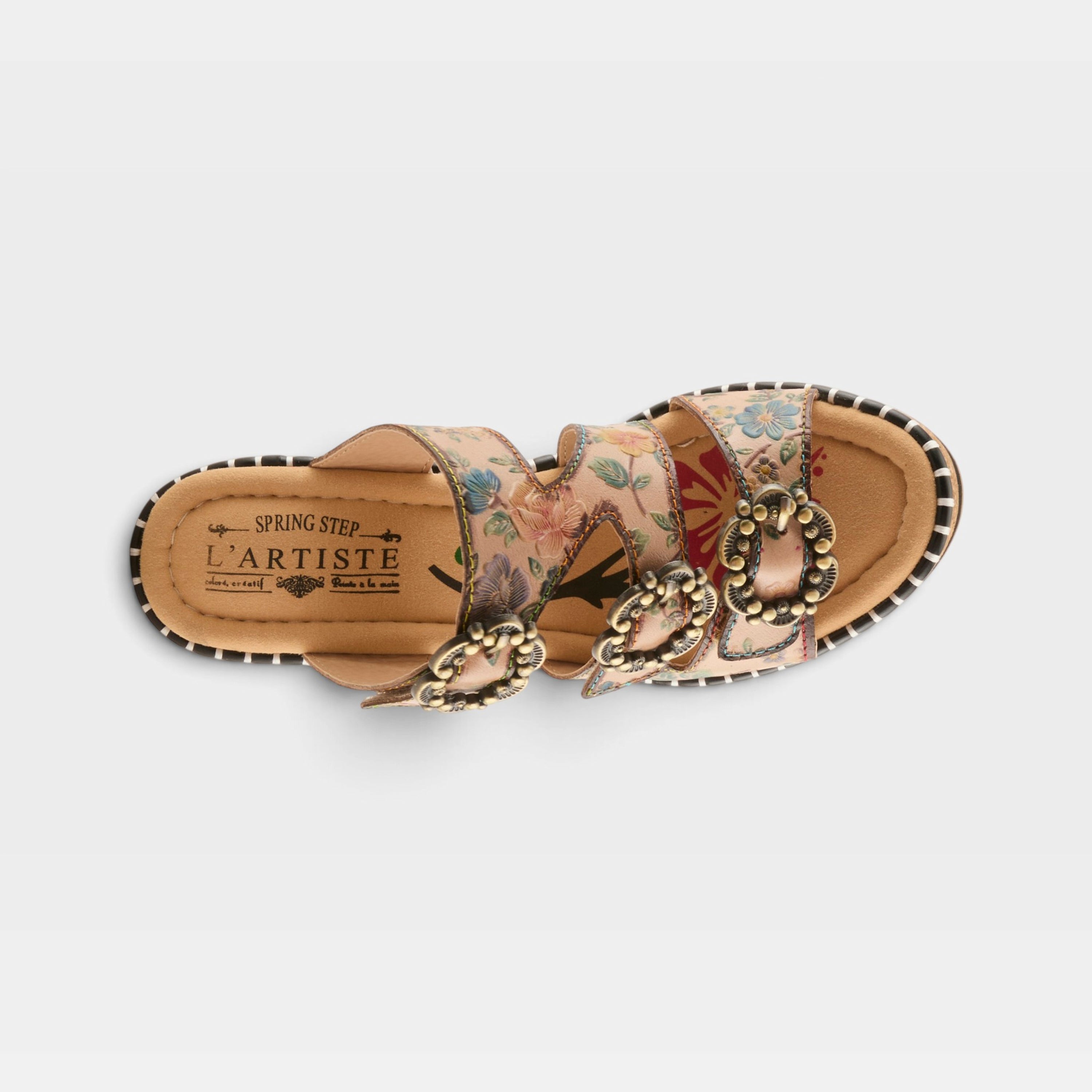 L'Artiste Milemarker sandal in Beige Multi, top view