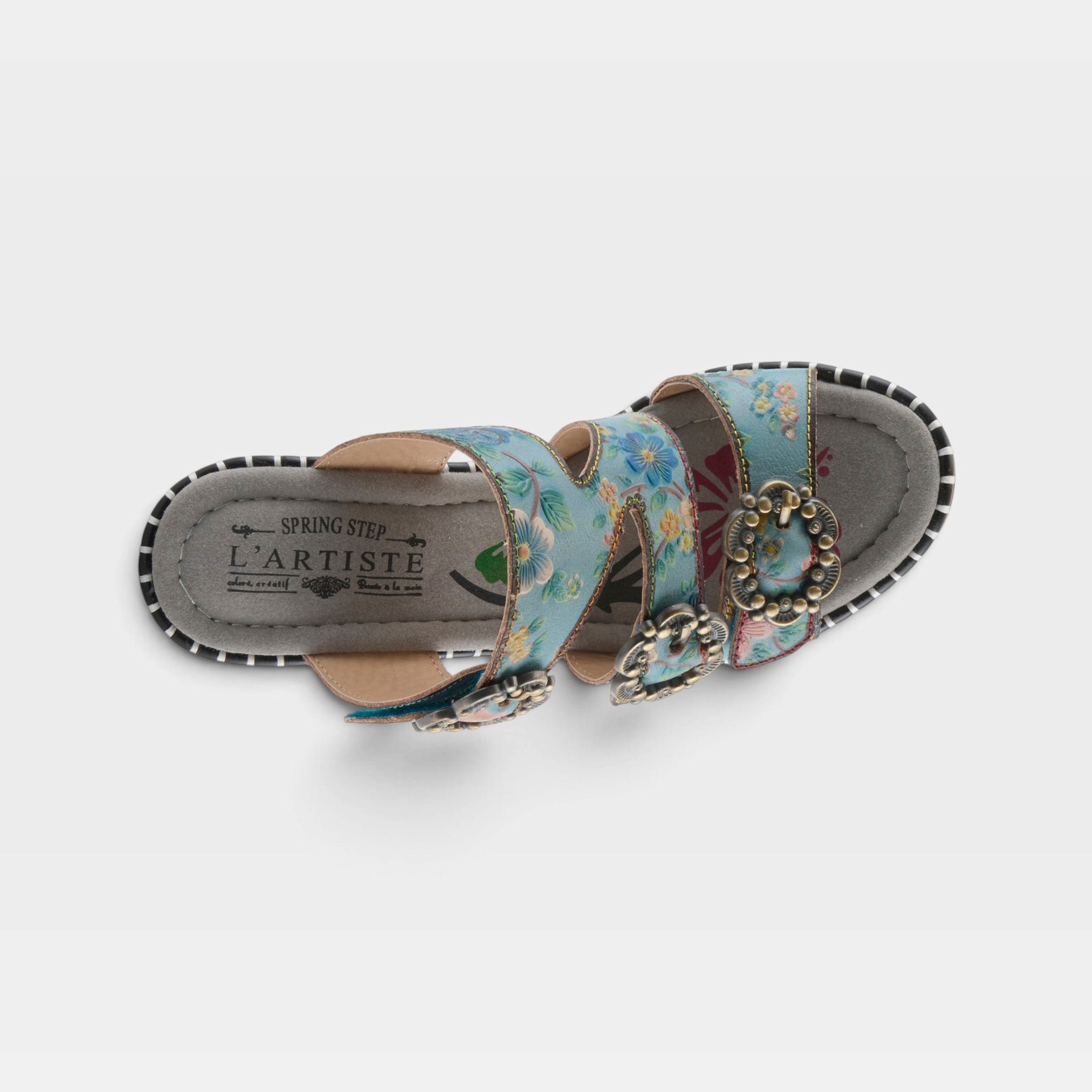 L'Artiste Milemarker sandal in Blue Multi, top view