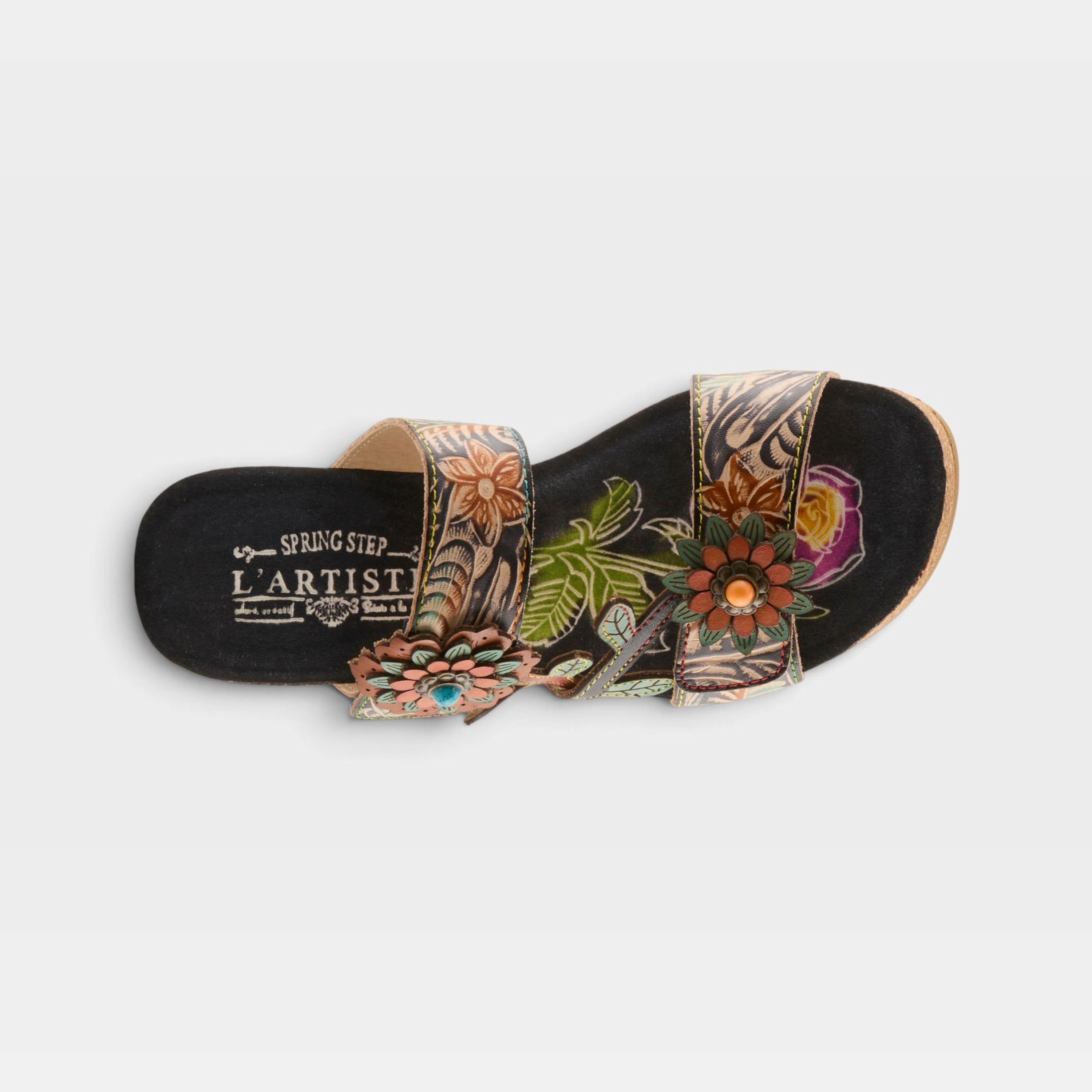 L'Artiste Moai sandals in Navy Multi, top view