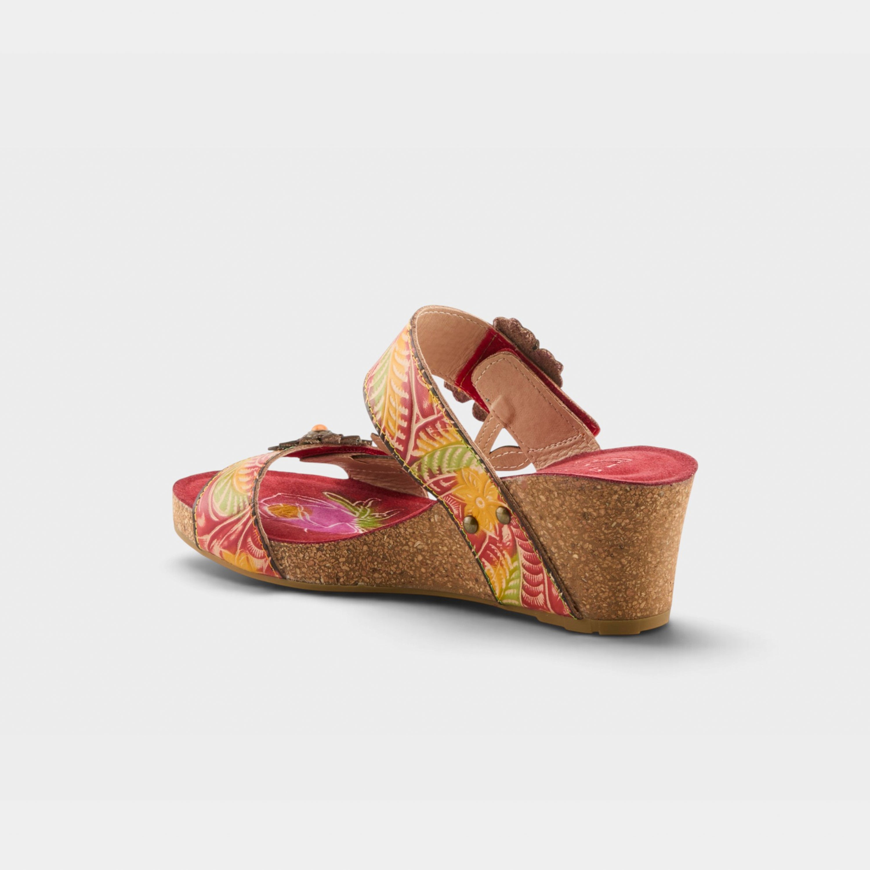 L'Artiste Moai sandals in Red Multi, alternate angle view