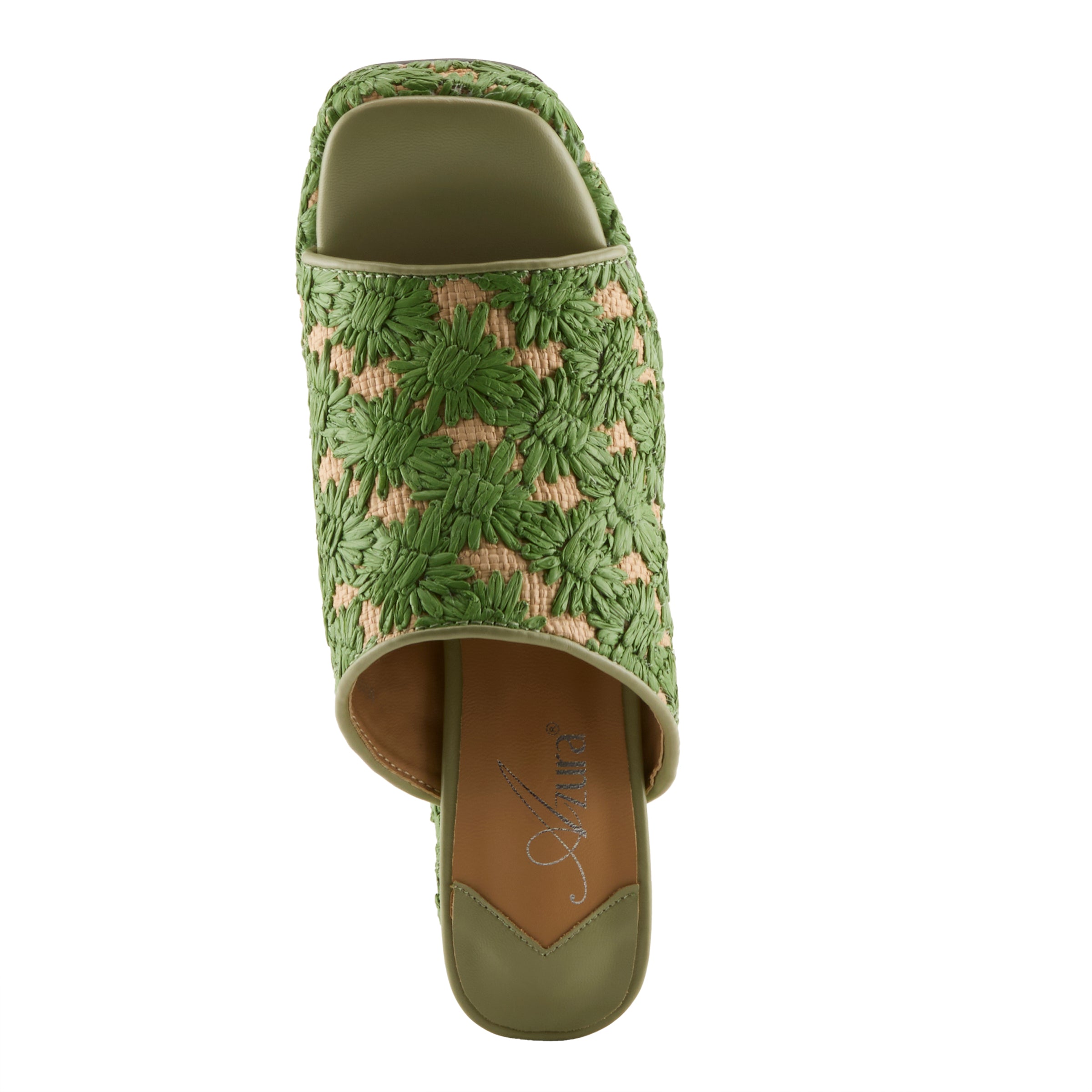 Azura Mustbeluv women's slide sandal in beige multi with raffia upper