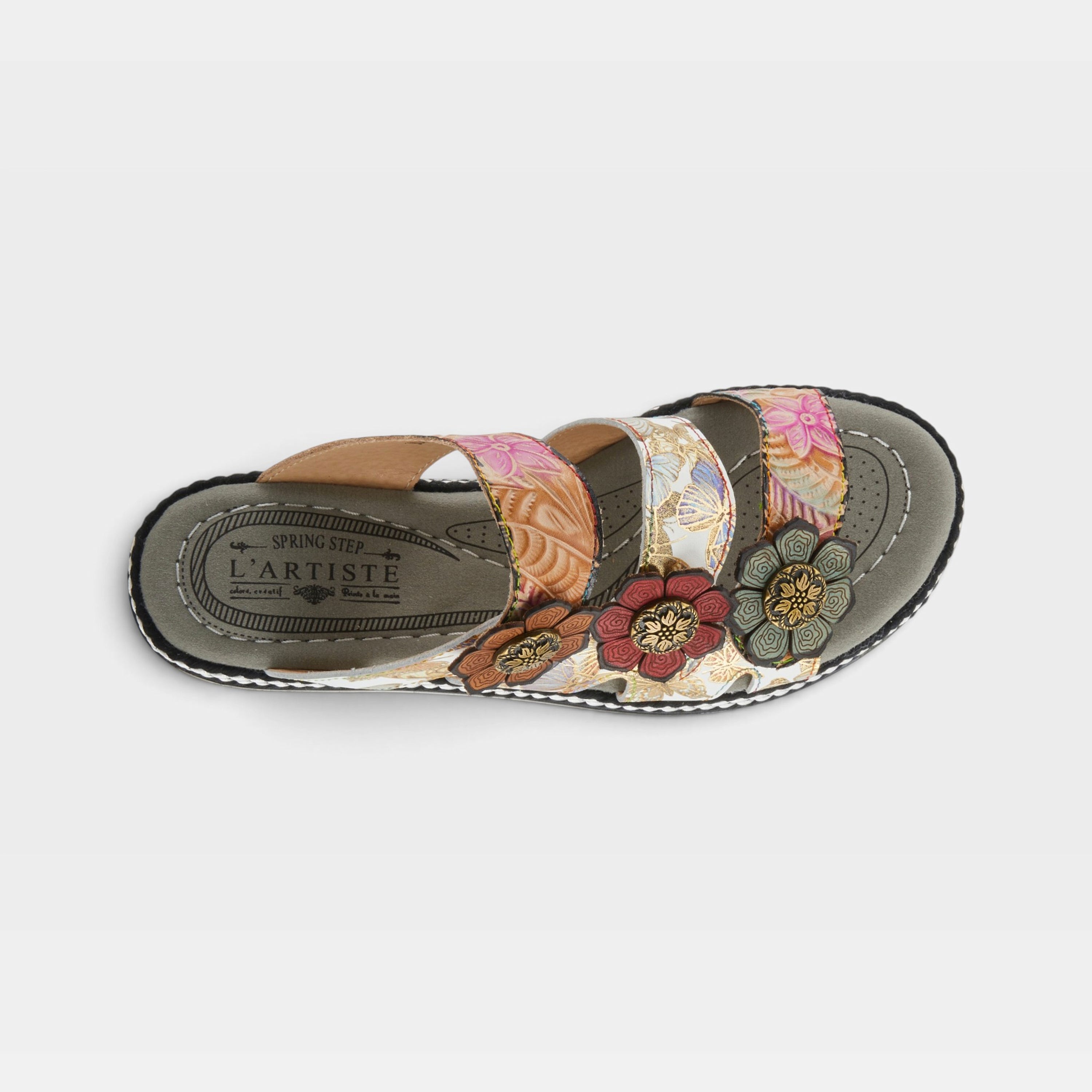 L'Artiste Naomi-Monarch sandals in Tan Multi, top view