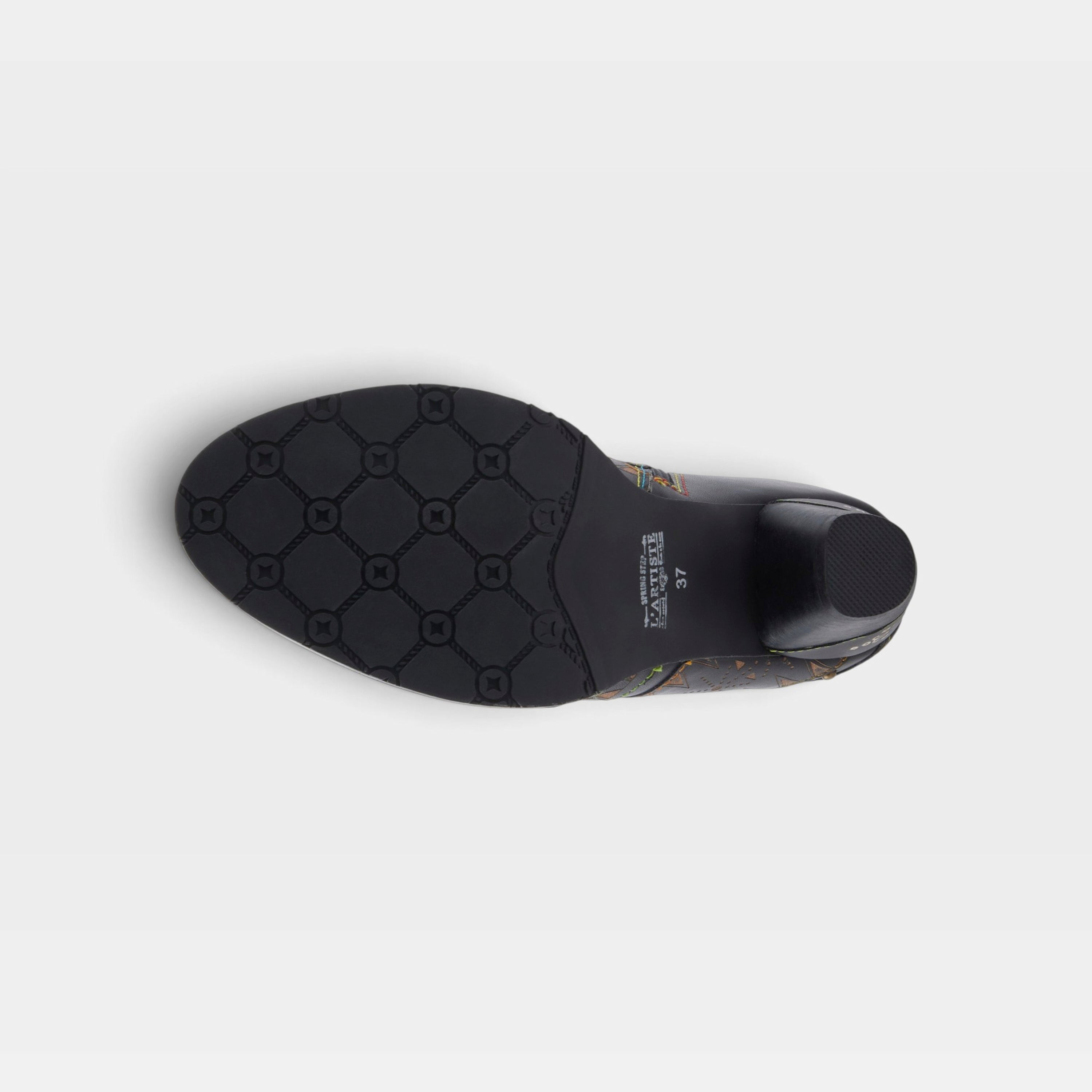 L'Artiste Niobe boots in Black Multi, outsole view