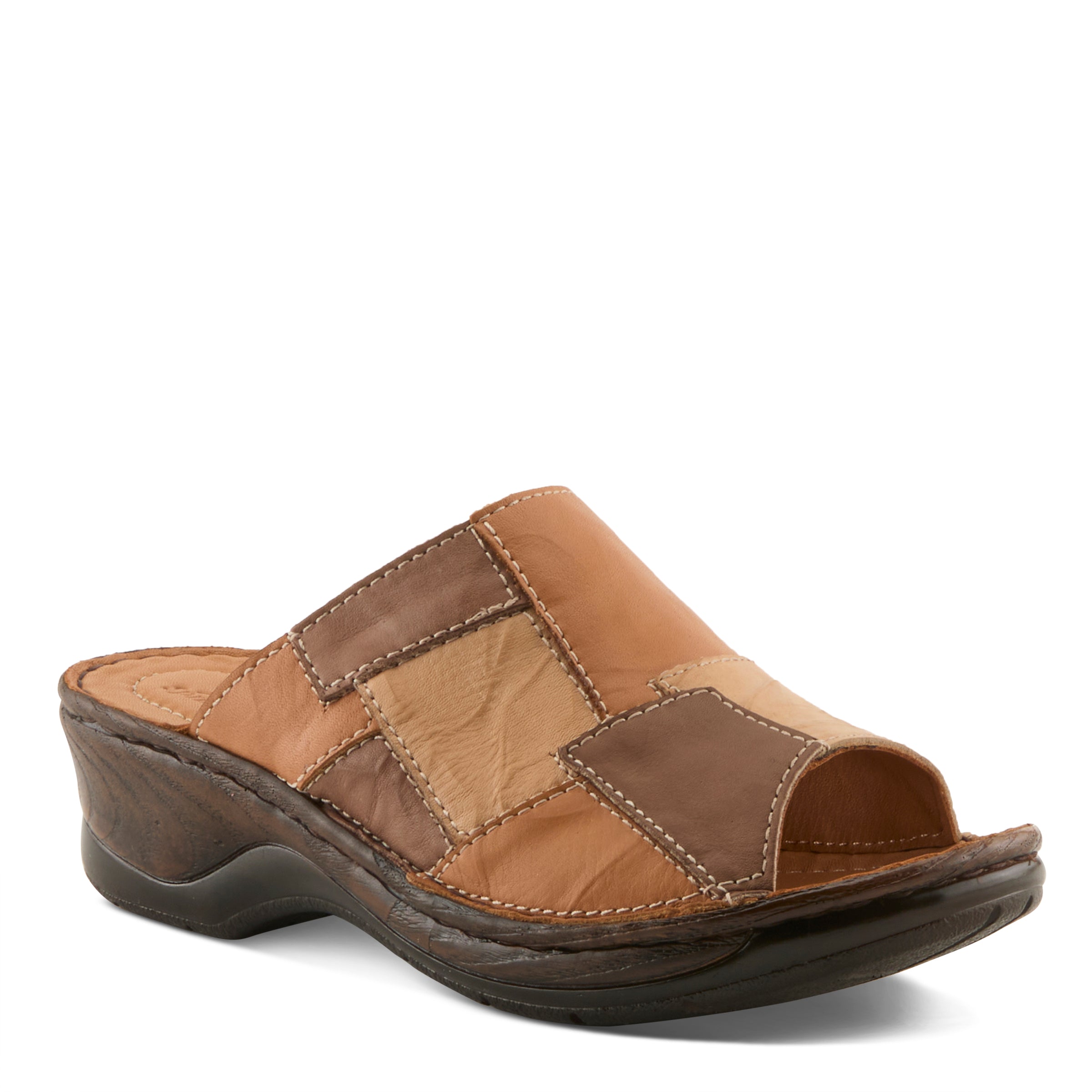 Women's Leather Nivara Wedge Slide Sandals - Spring Step Shoes