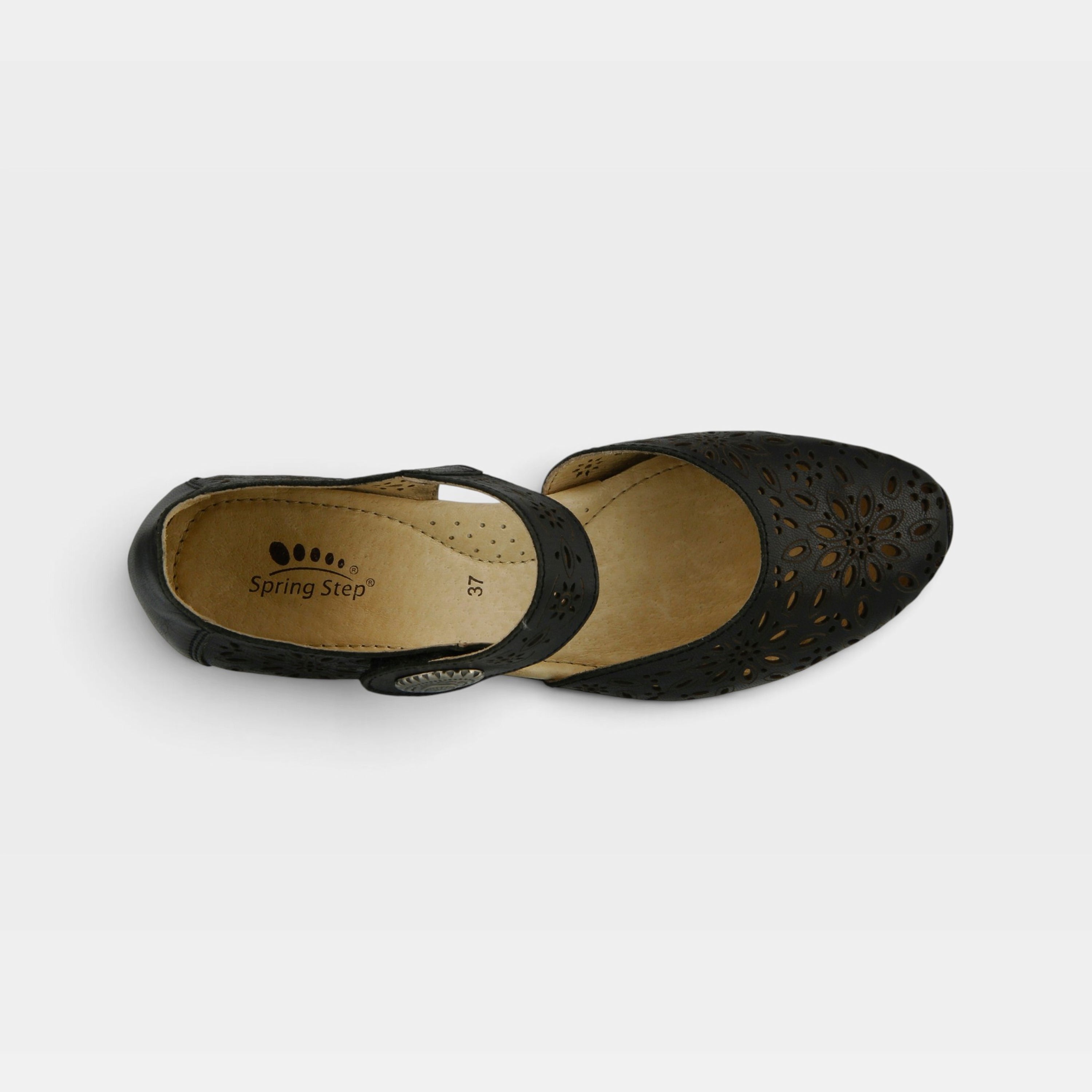 Spring Step Nougat Black Mary Jane Shoe