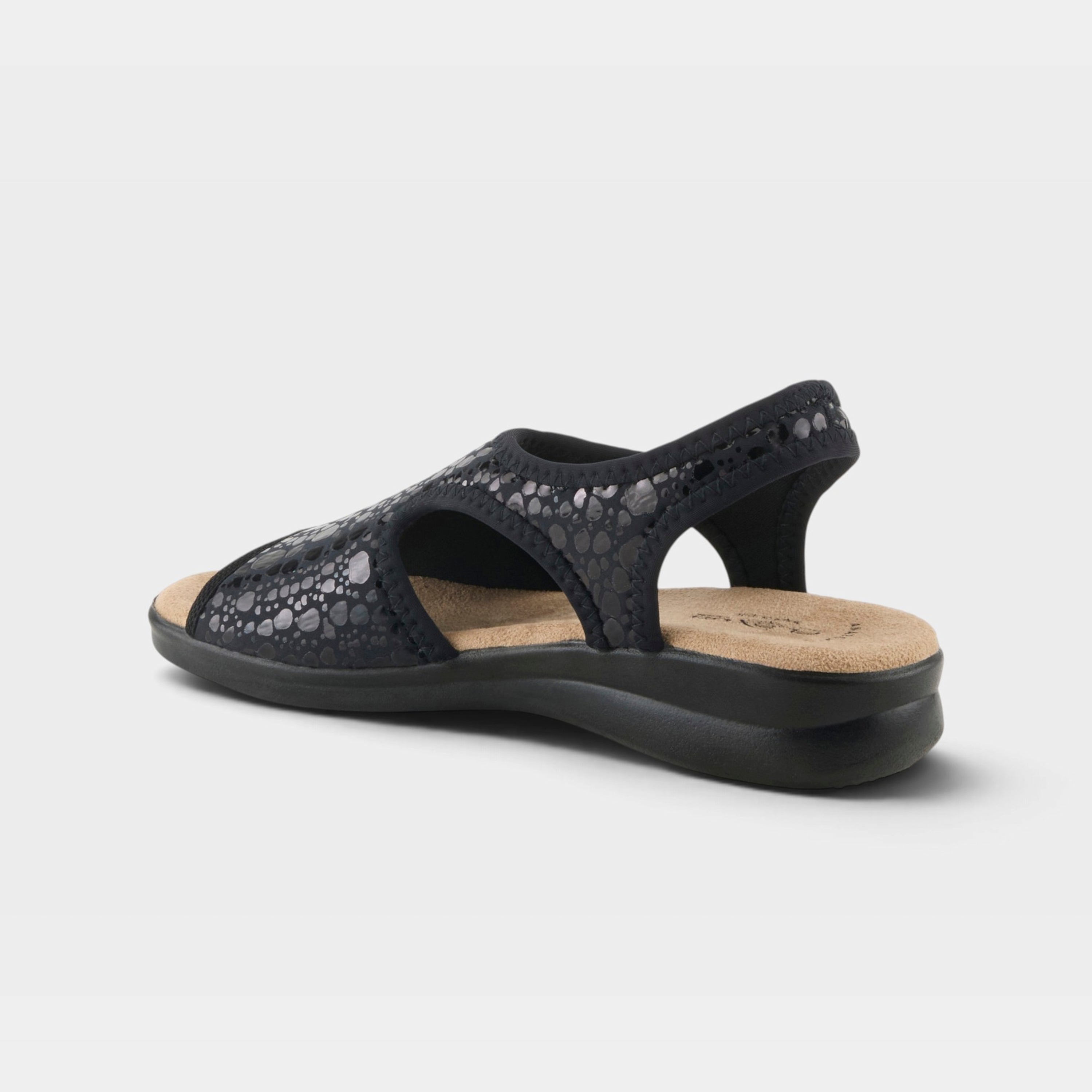 Flexus Nyaman-Crackle Black Sandal