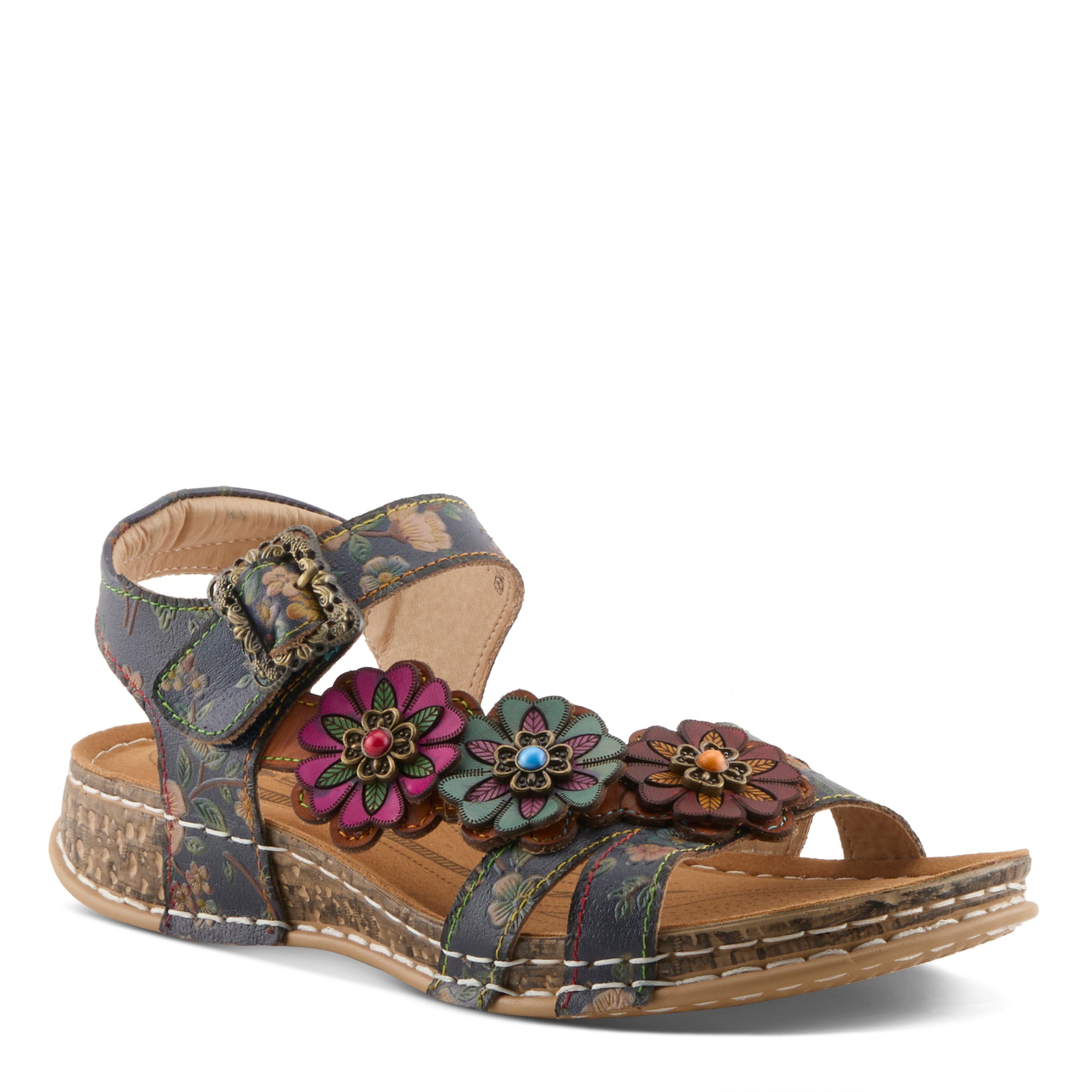 Stylish L'ARTISTE Offcenter Floral Sandals - Spring Step Shoes