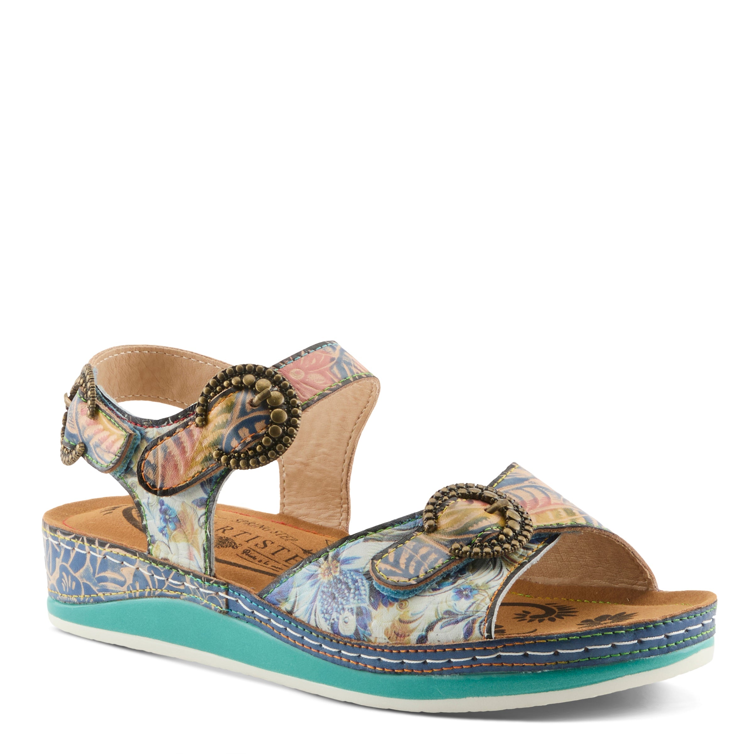 L'Artiste L'ARTISTE OFFTRAK SANDALS sandal in orange multi with handcrafted leather design