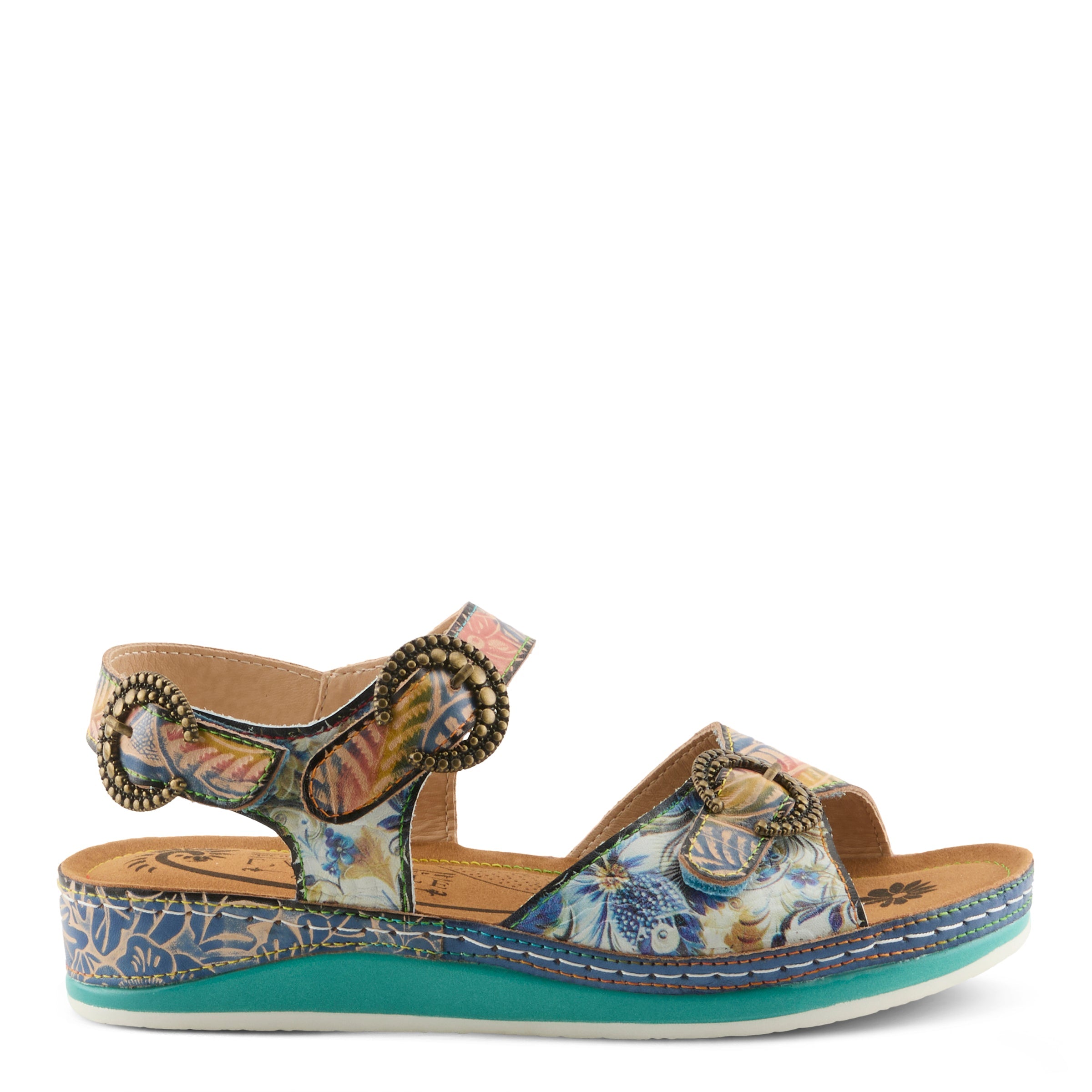 L'Artiste L'ARTISTE OFFTRAK SANDALS sandal in grey multi with handcrafted leather design