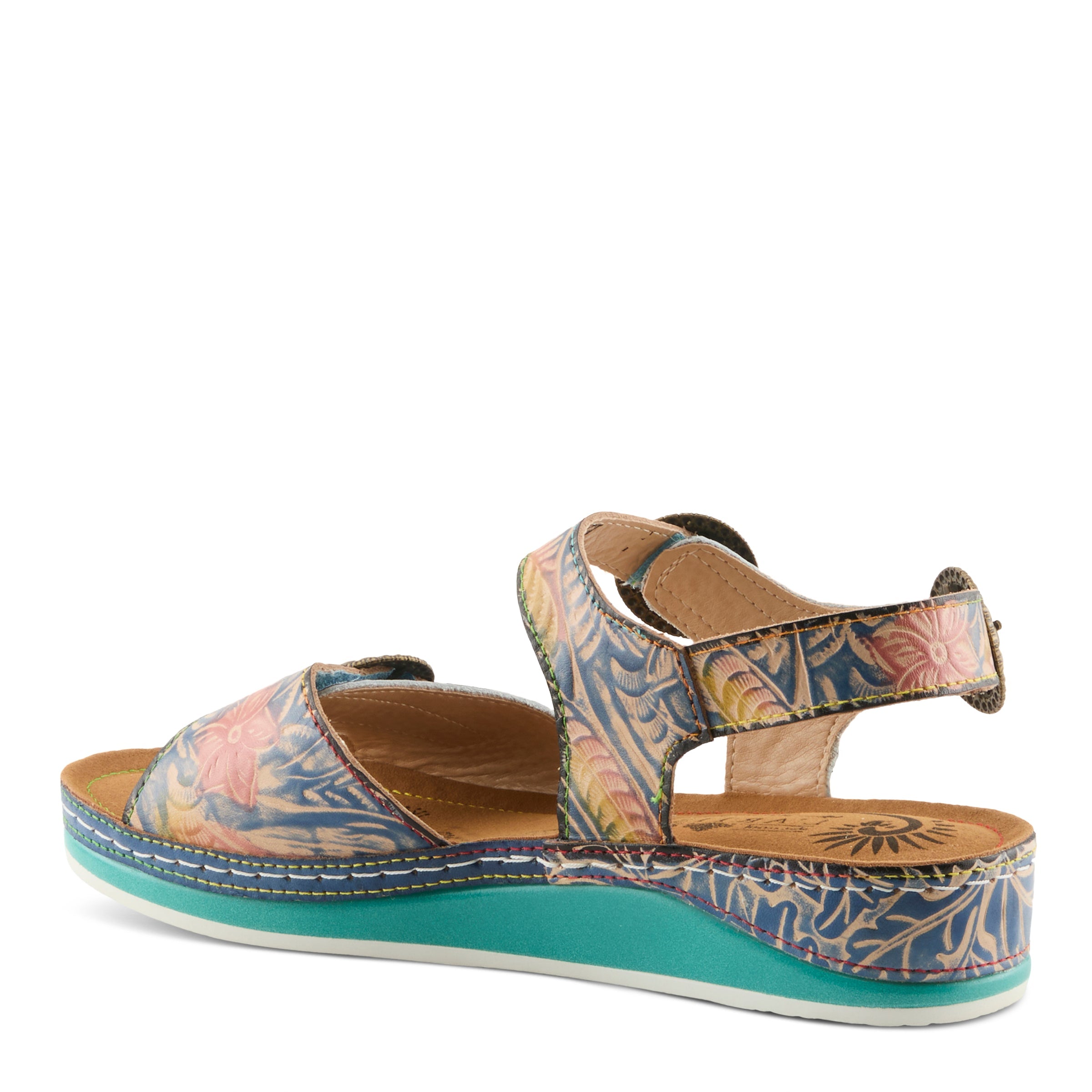 L'Artiste L'ARTISTE OFFTRAK SANDALS sandal in grey multi with handcrafted leather design