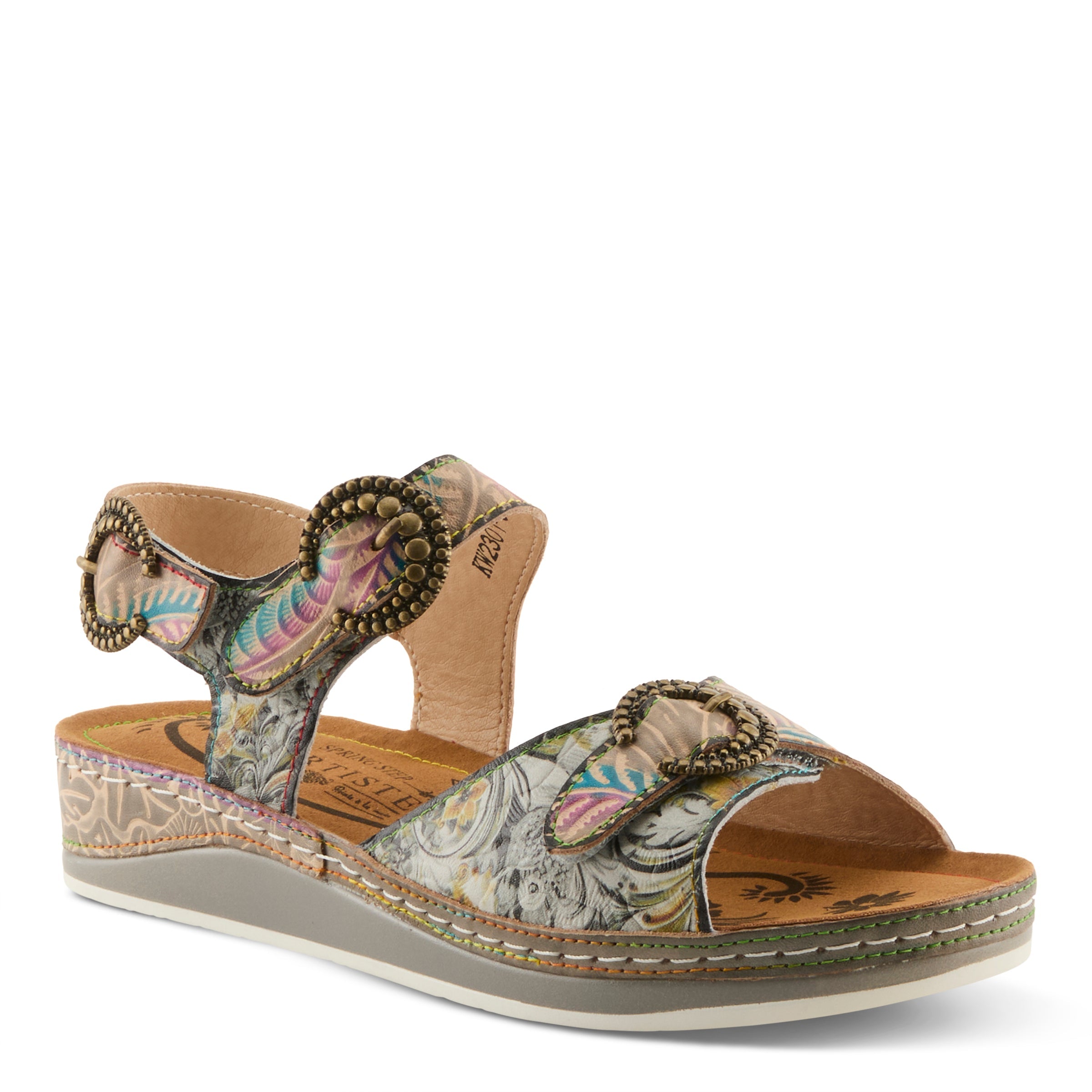 L'Artiste L'ARTISTE OFFTRAK SANDALS sandal in orange multi with handcrafted leather design