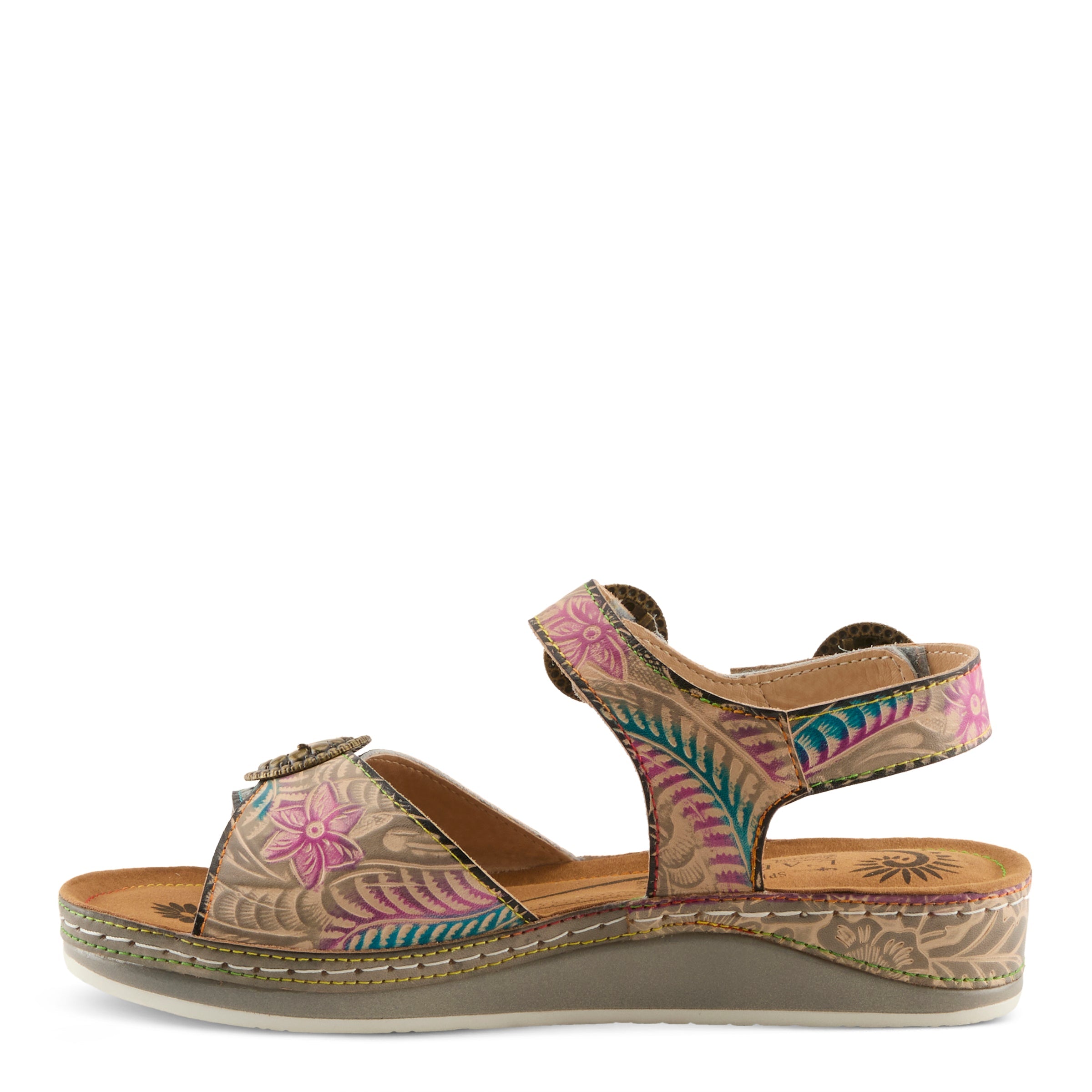 L'Artiste L'ARTISTE OFFTRAK SANDALS sandal in orange multi with handcrafted leather design